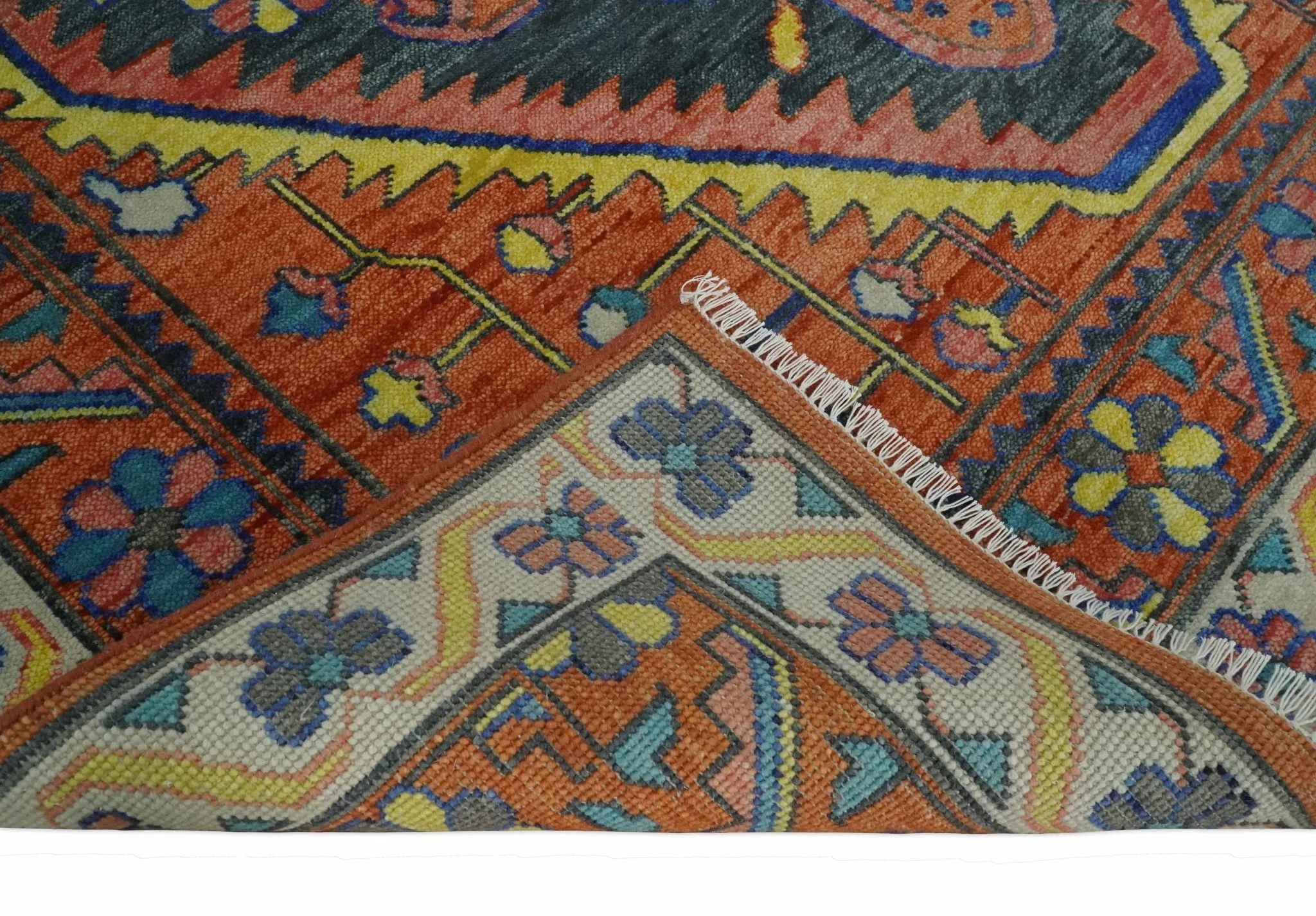 Charcoal, Rust and Beige Traditional Design Heriz Multi Size wool Area Rug - Image 6