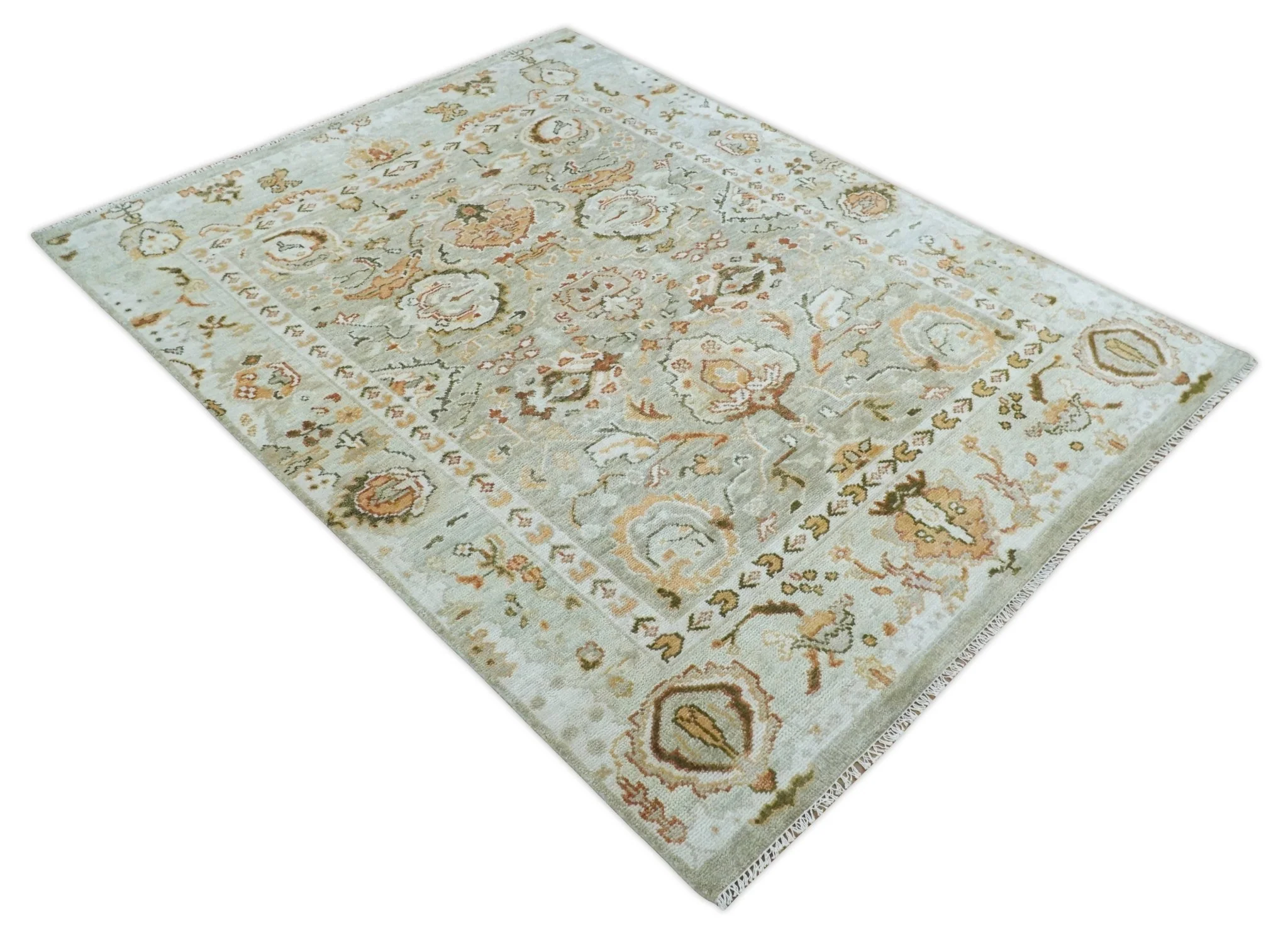 Hand Knotted Antique Peach and Beige Traditional Oushak Custom Made Wool Area Rug - Image 10