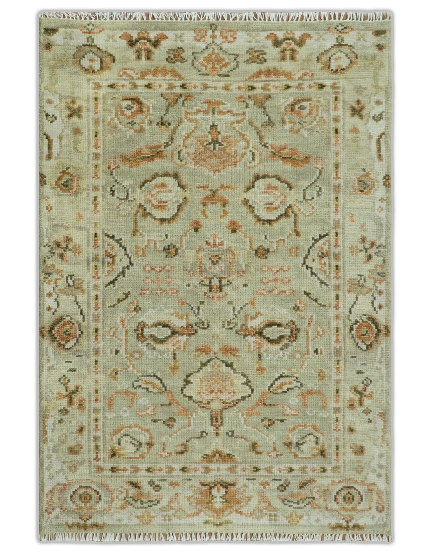 Hand Knotted Antique Peach and Beige Traditional Oushak Custom Made Wool Area Rug - Image 13