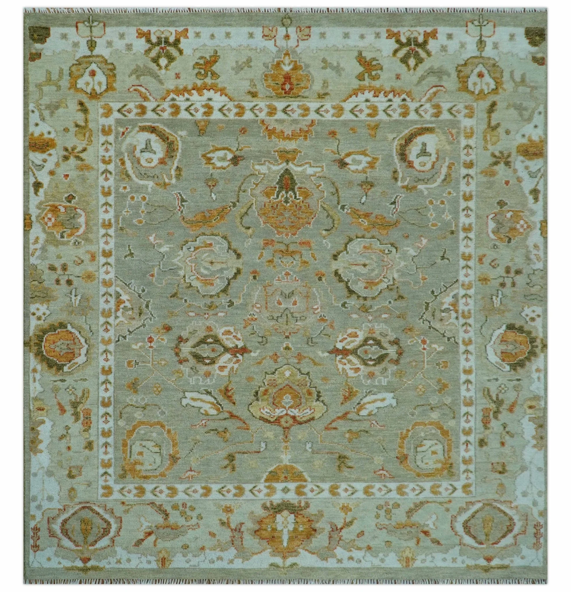 Hand Knotted Antique Peach and Beige Traditional Oushak Custom Made Wool Area Rug - Image 14