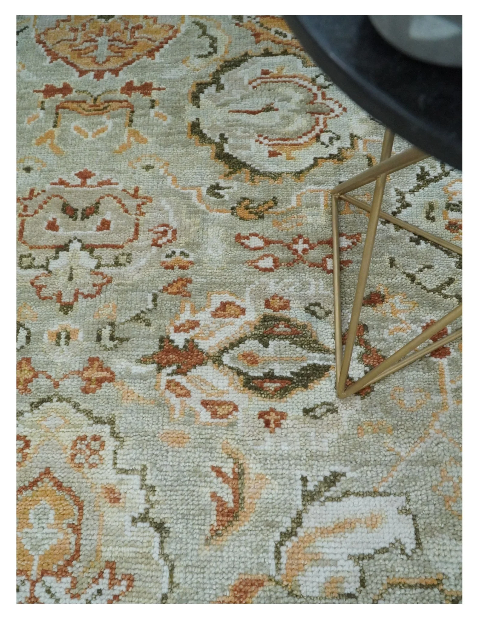 Hand Knotted Antique Peach and Beige Traditional Oushak Custom Made Wool Area Rug - Image 3