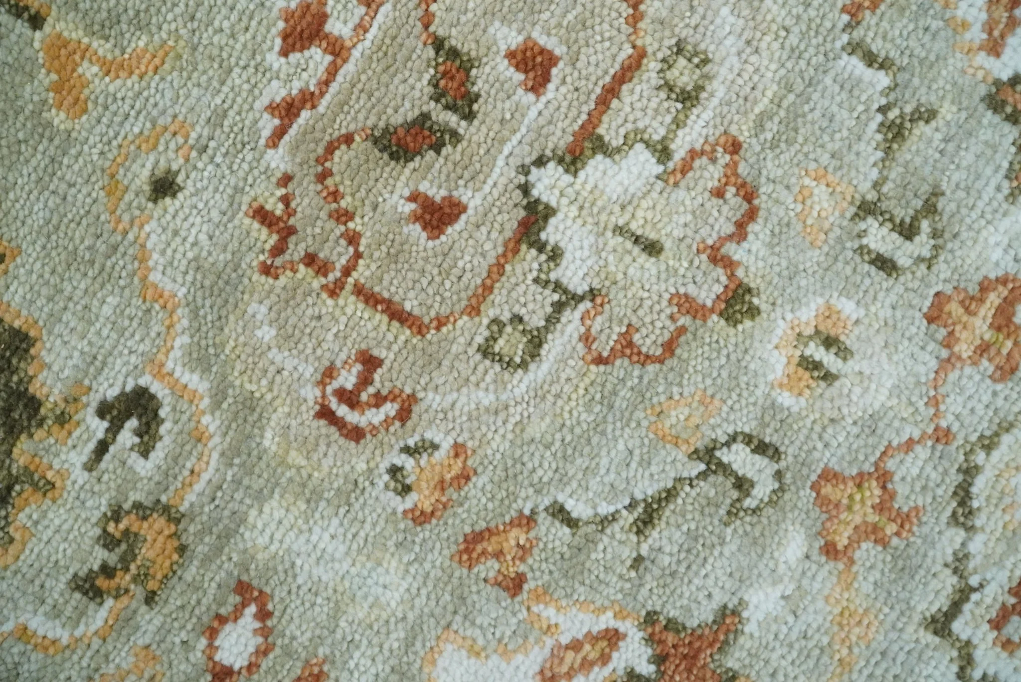 Hand Knotted Antique Peach and Beige Traditional Oushak Custom Made Wool Area Rug - Image 4