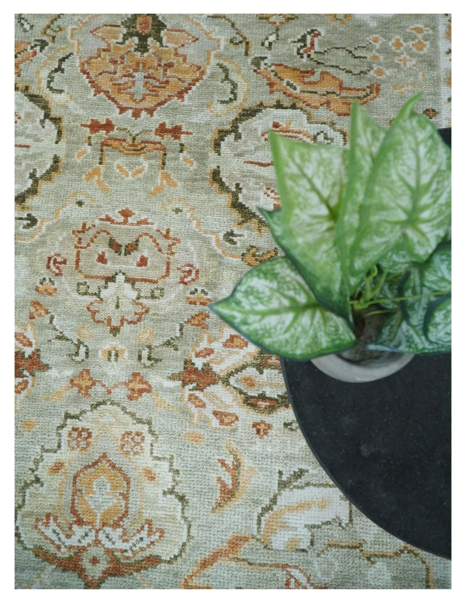 Hand Knotted Antique Peach and Beige Traditional Oushak Custom Made Wool Area Rug - Image 6