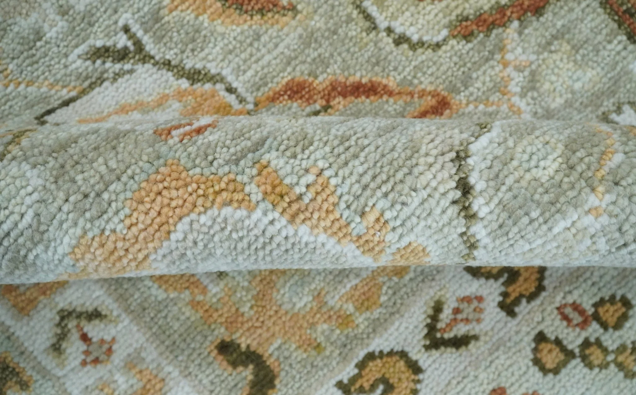 Hand Knotted Antique Peach and Beige Traditional Oushak Custom Made Wool Area Rug - Image 7