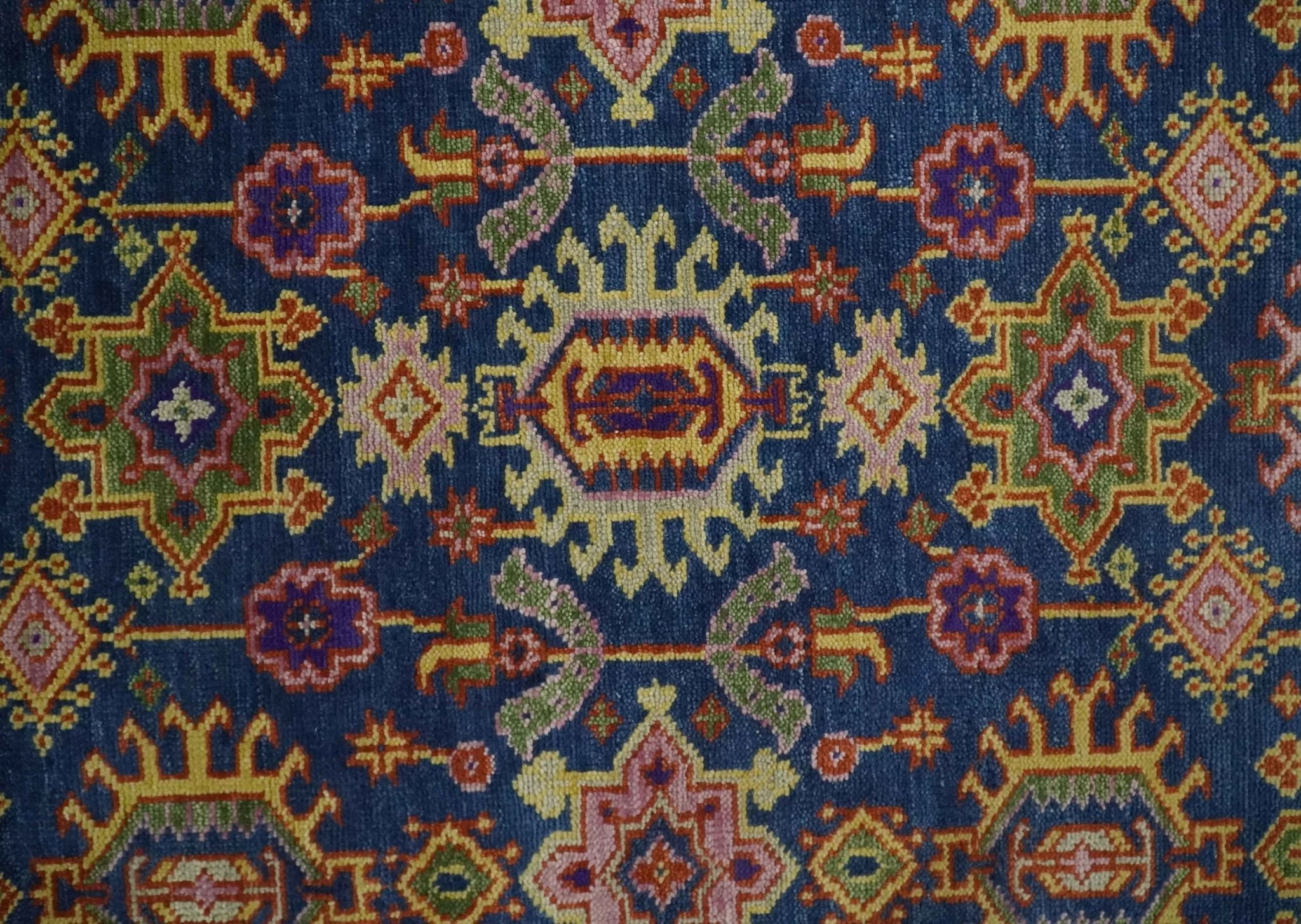 Custom Made Hand Knotted Blue, Gold and Beige Oriental Oushak wool Area Rug - Image 10