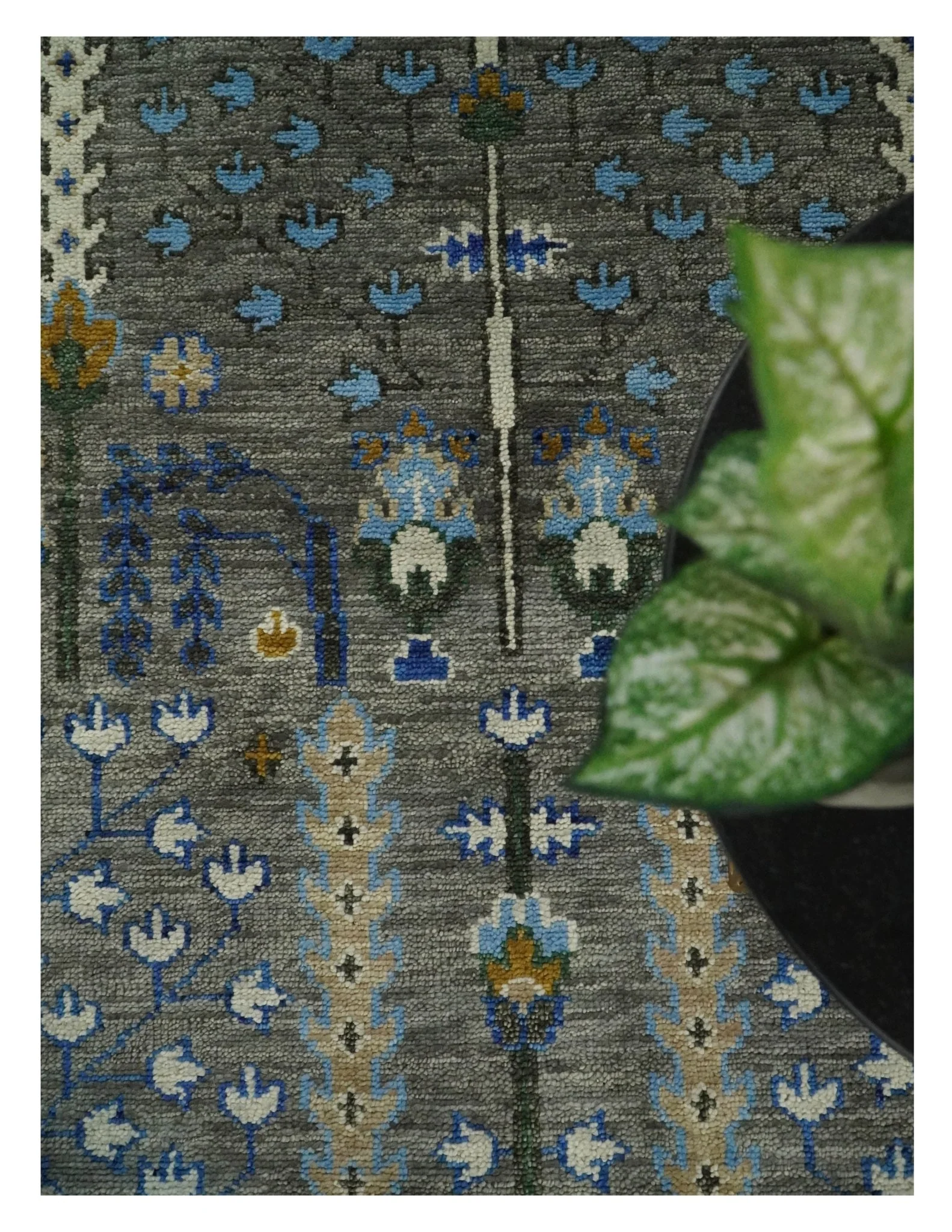 Hand Knotted Charcoal and Ivory Traditional Vintage Style Custom Made Wool Area Rug - Image 11