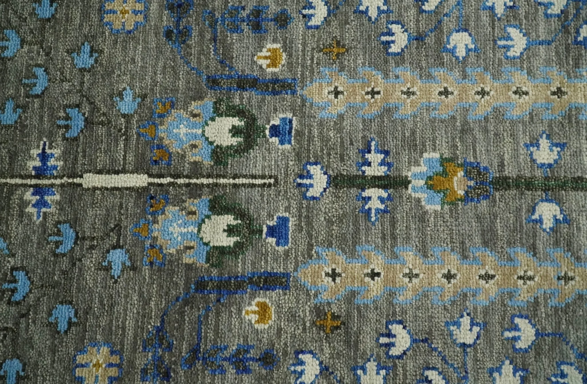 Hand Knotted Charcoal and Ivory Traditional Vintage Style Custom Made Wool Area Rug - Image 13