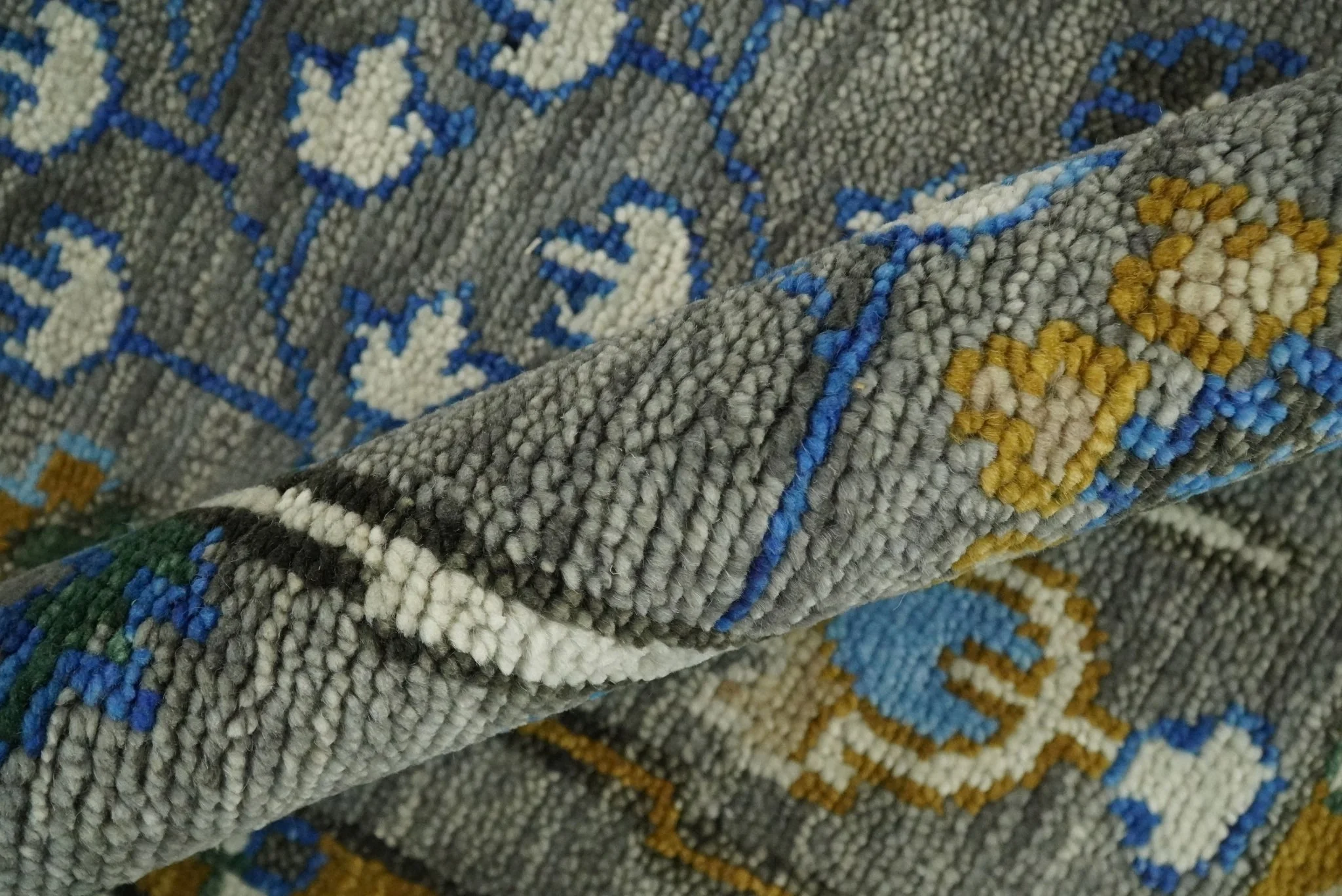 Hand Knotted Charcoal and Ivory Traditional Vintage Style Custom Made Wool Area Rug - Image 6