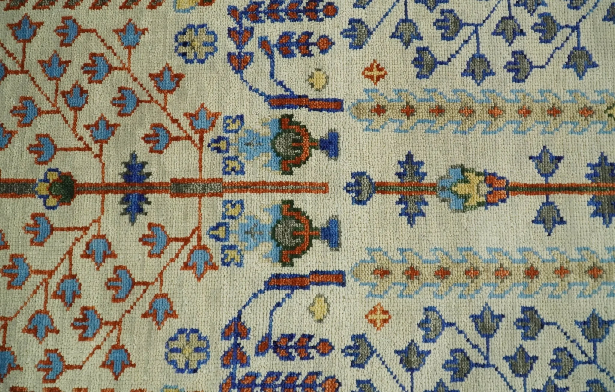Hand Knotted Ivory and Charcoal Traditional Vintage Style Custom Made Wool Area Rug - Image 12