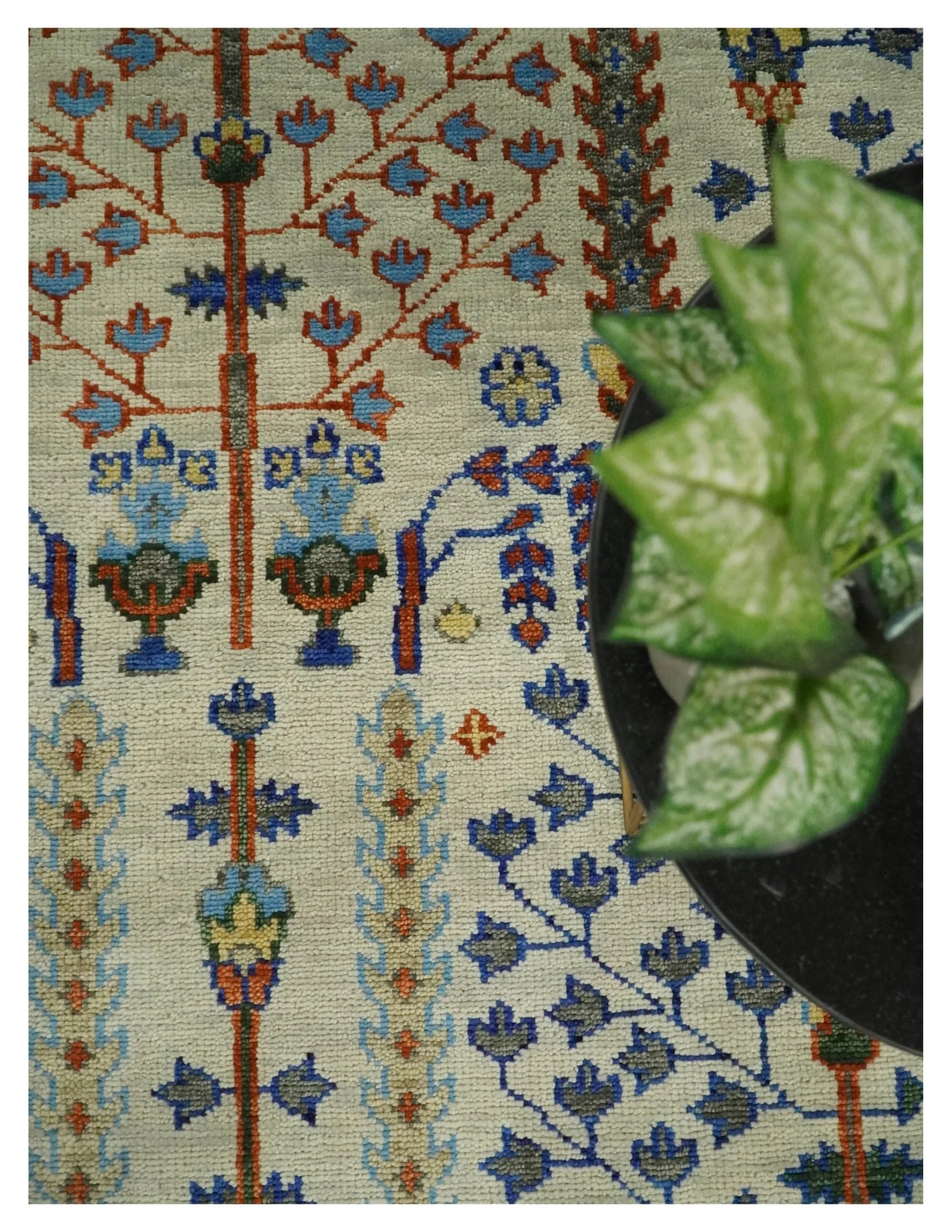 Hand Knotted Ivory and Charcoal Traditional Vintage Style Custom Made Wool Area Rug - Image 7