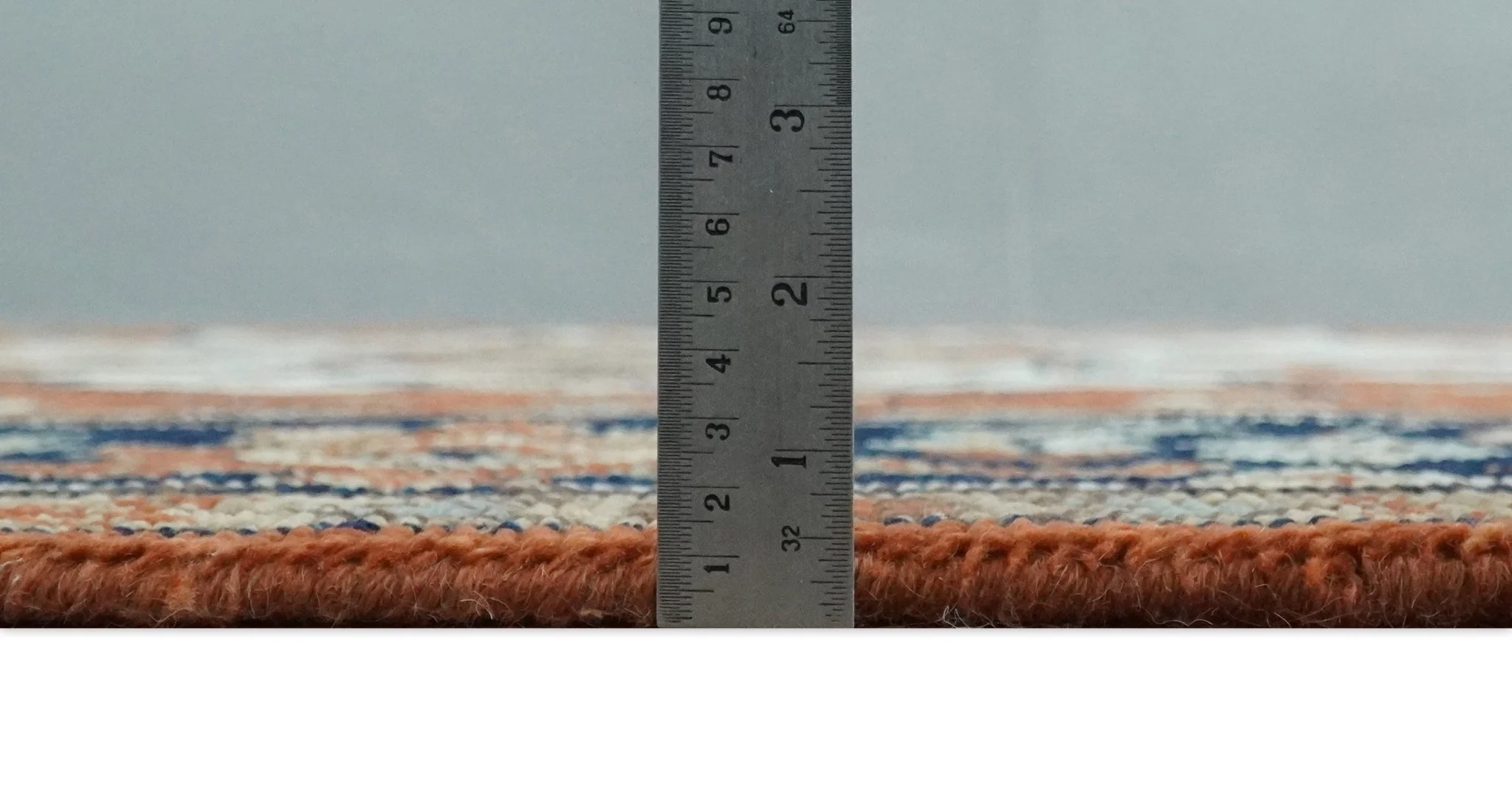 Hand Knotted Ivory, Blue and Rust Modern Traditional Heriz Serapi Multi Size Wool Area Rug - Image 8