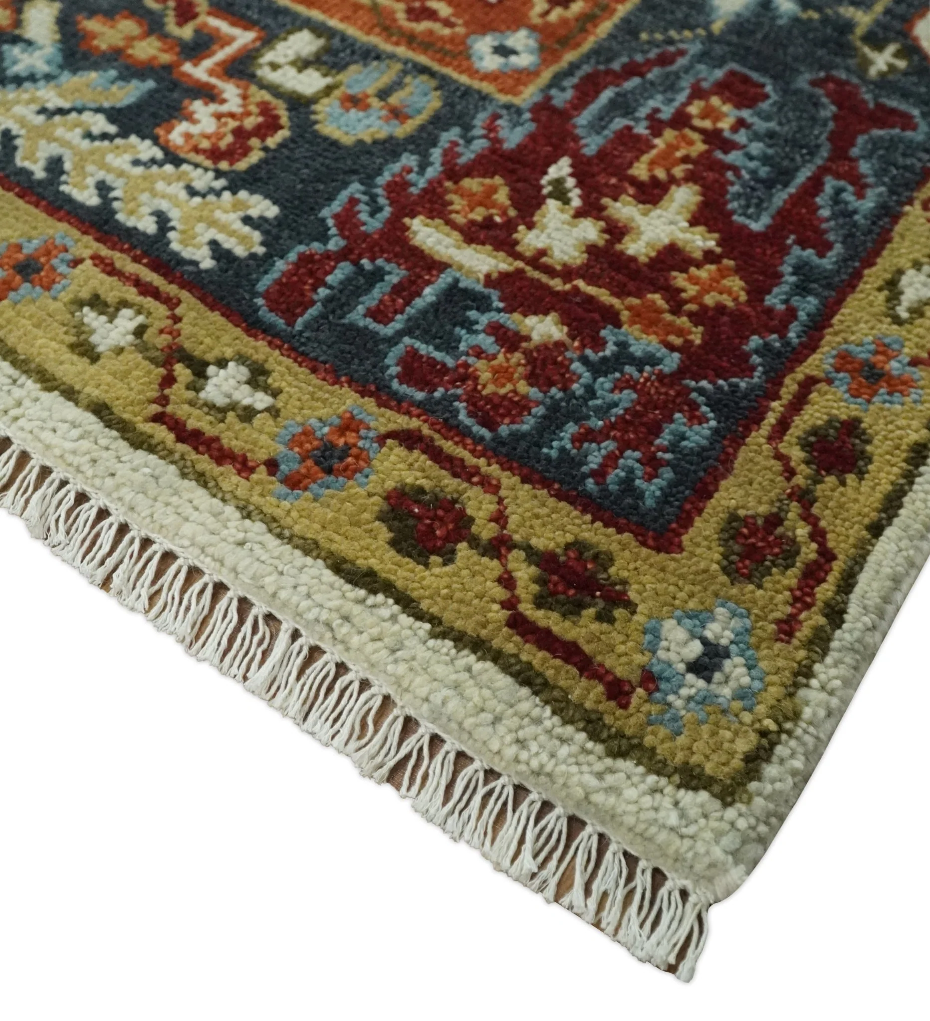 Tabriz Antique Hand Knotted Ivory, Charcoal and Rust Modern Traditional Multi Size Wool Rug - Image 4