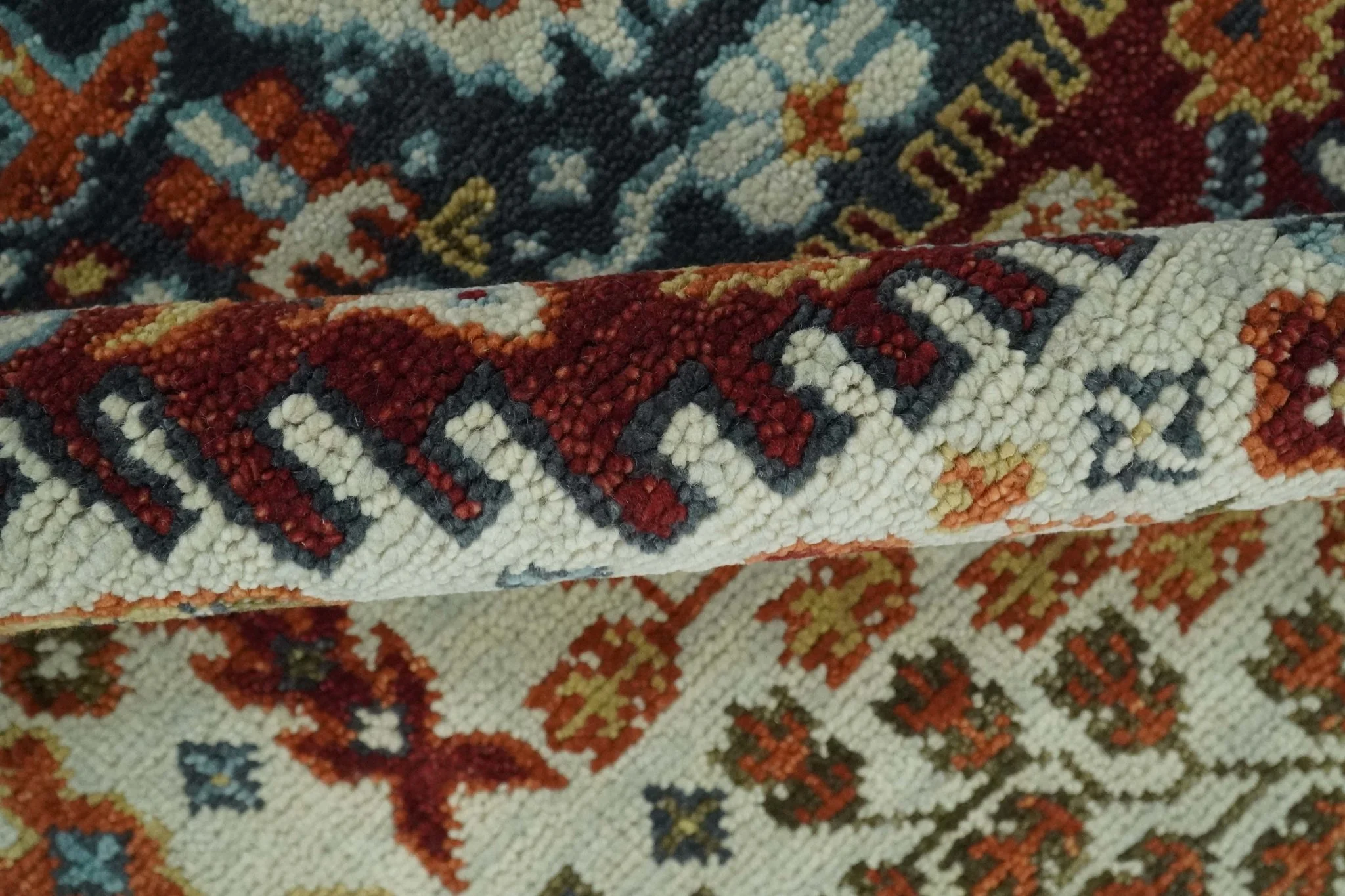 Tabriz Antique Hand Knotted Ivory, Charcoal and Rust Modern Traditional Multi Size Wool Rug - Image 6