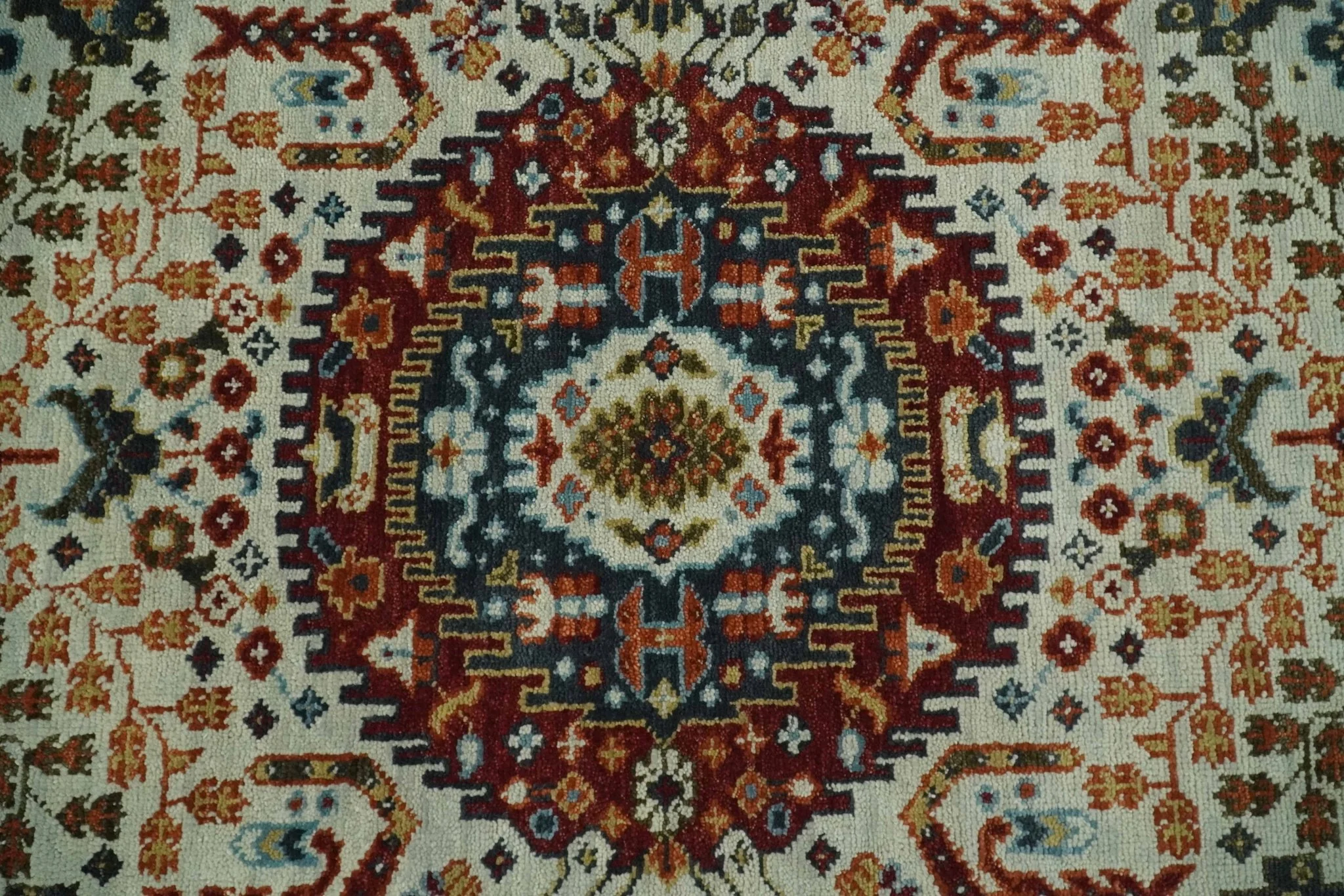Tabriz Antique Hand Knotted Ivory, Charcoal and Rust Modern Traditional Multi Size Wool Rug - Image 9