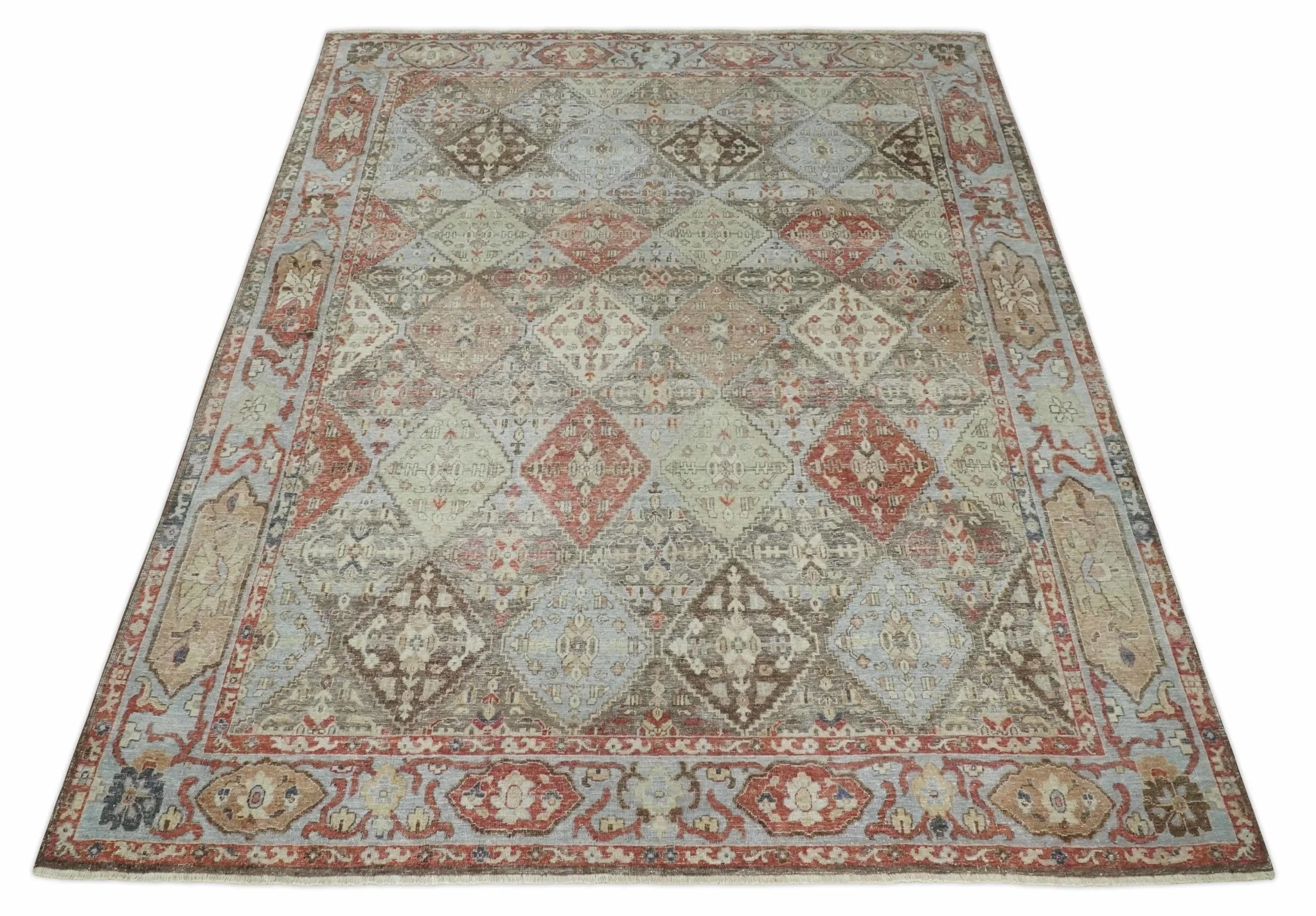 Antique look Tribal Garden Rug Hand Knotted Distressed finished oxidized Multi size wool Area Rug - Image 10