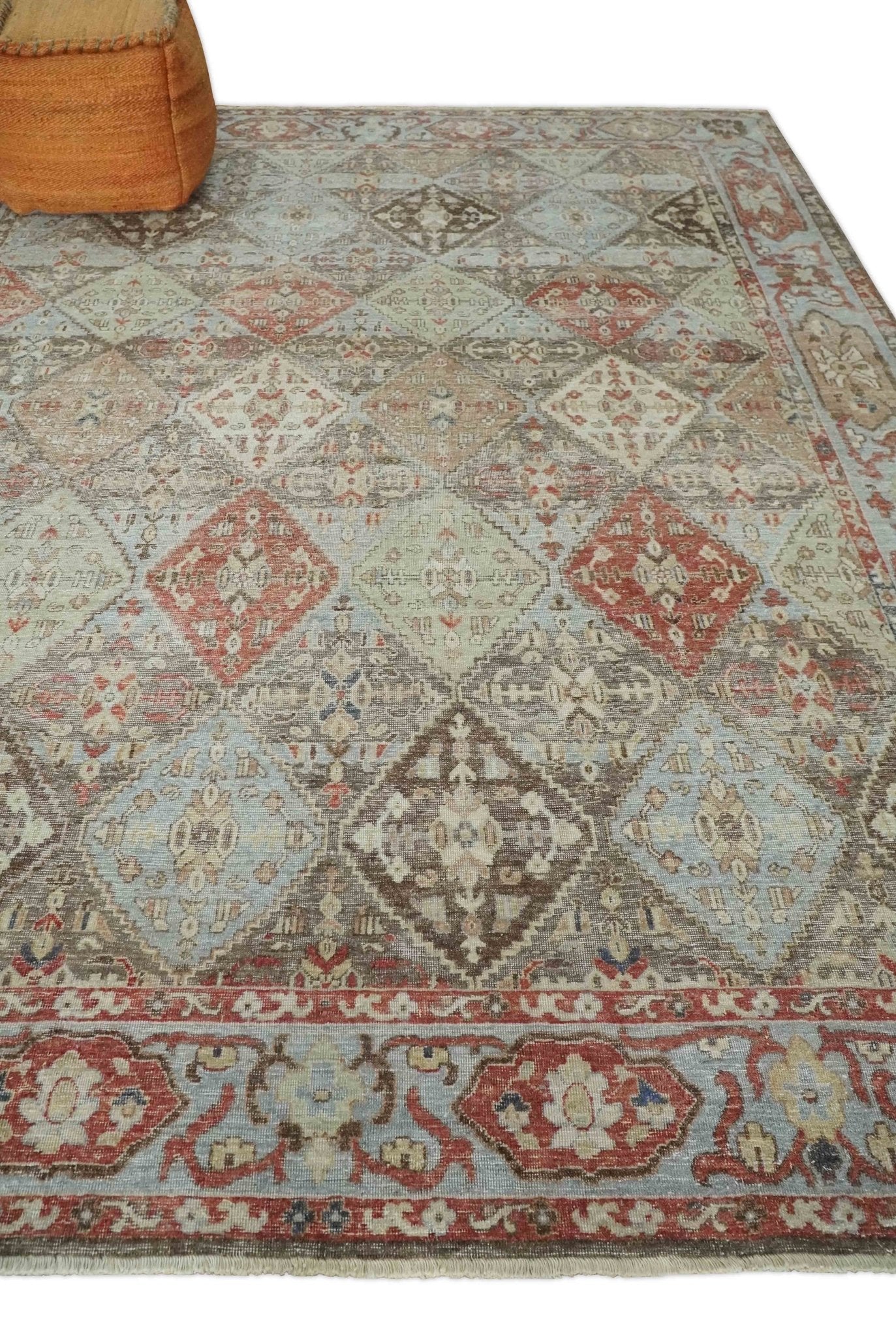Antique look Tribal Garden Rug Hand Knotted Distressed finished oxidized Multi size wool Area Rug - Image 3