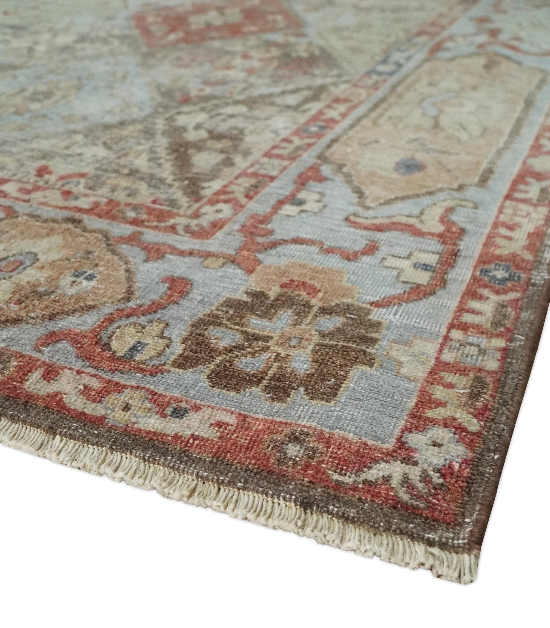 Antique look Tribal Garden Rug Hand Knotted Distressed finished oxidized Multi size wool Area Rug - Image 5