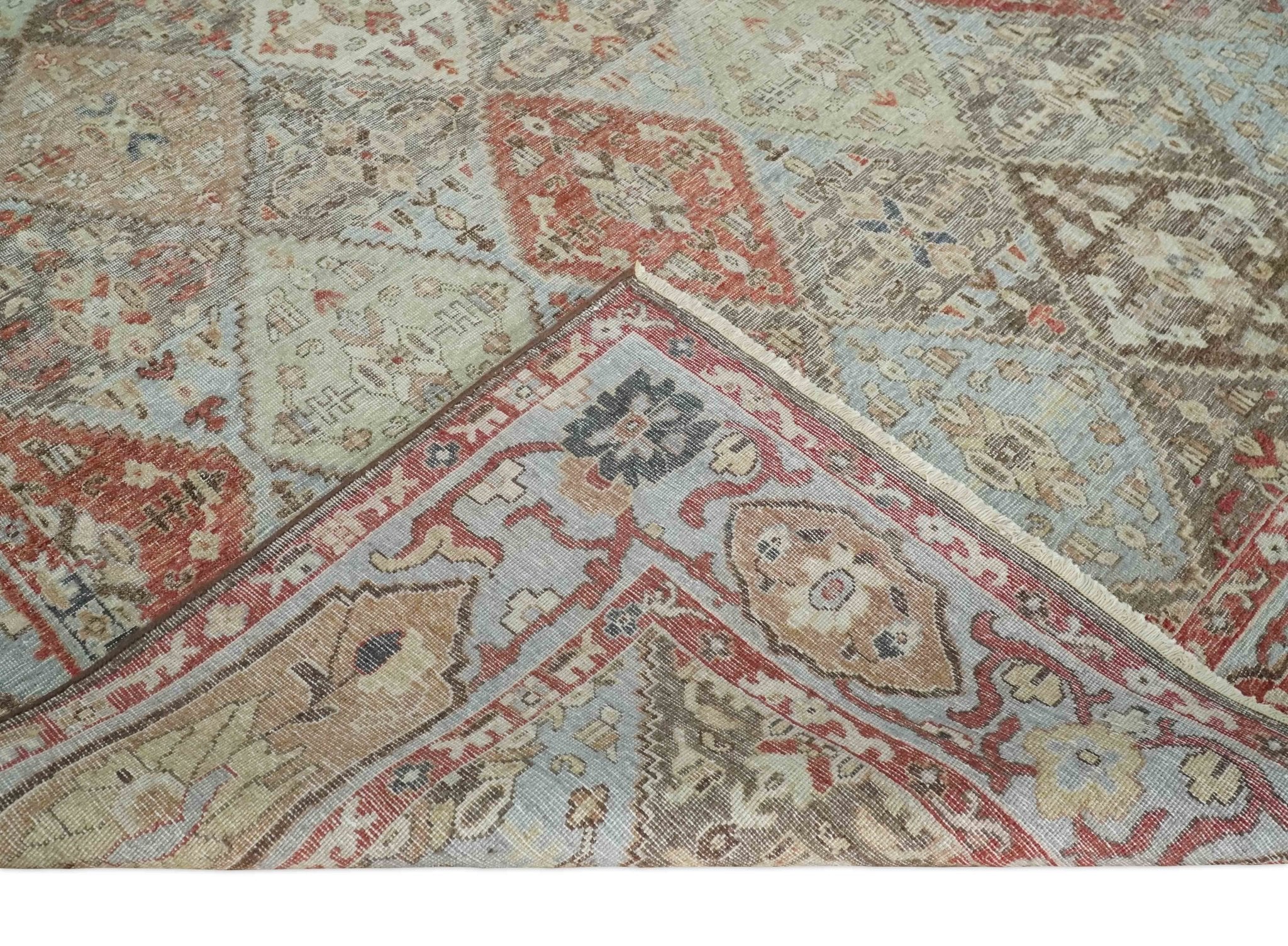Antique look Tribal Garden Rug Hand Knotted Distressed finished oxidized Multi size wool Area Rug - Image 7
