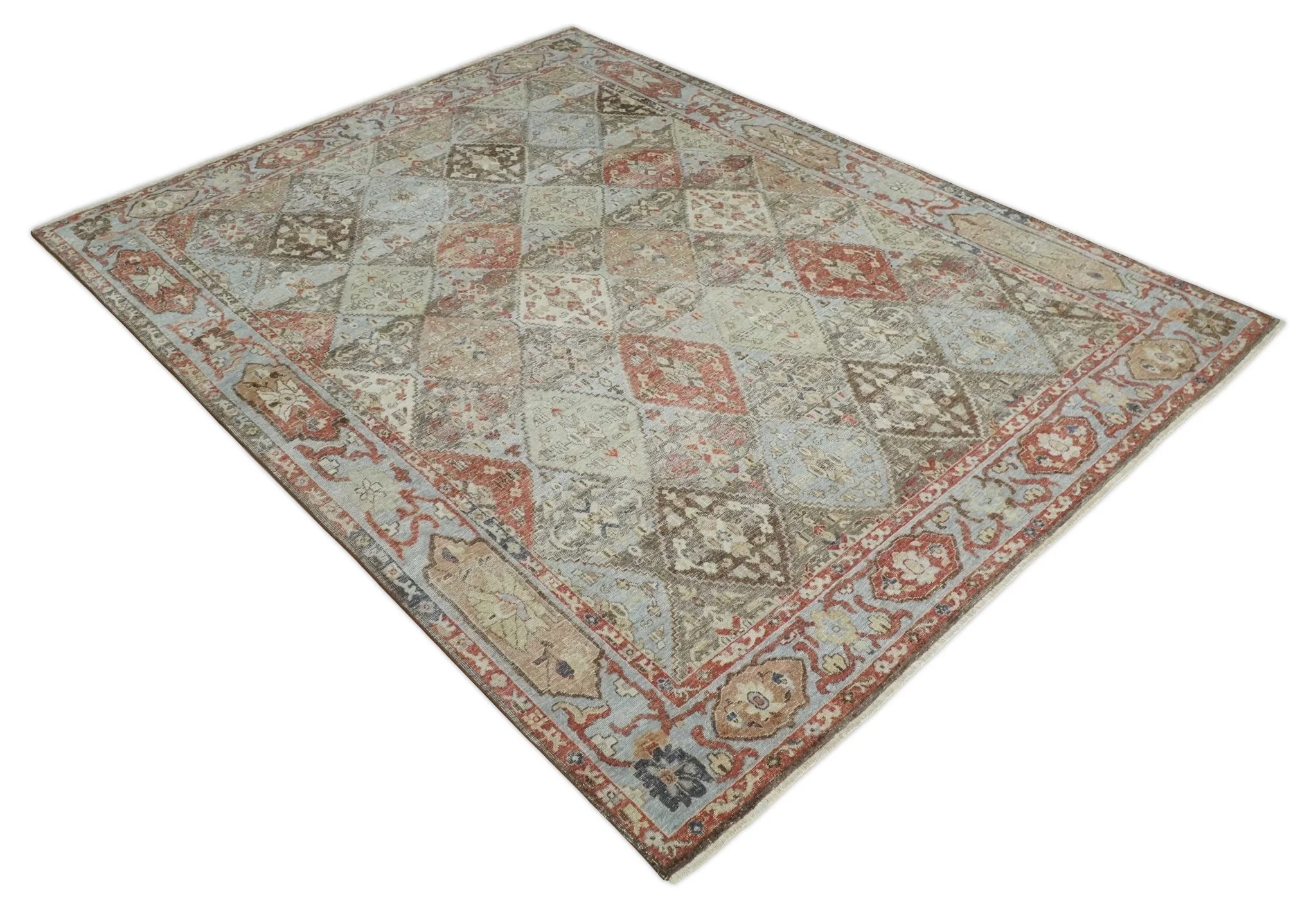 Antique look Tribal Garden Rug Hand Knotted Distressed finished oxidized Multi size wool Area Rug - Image 9