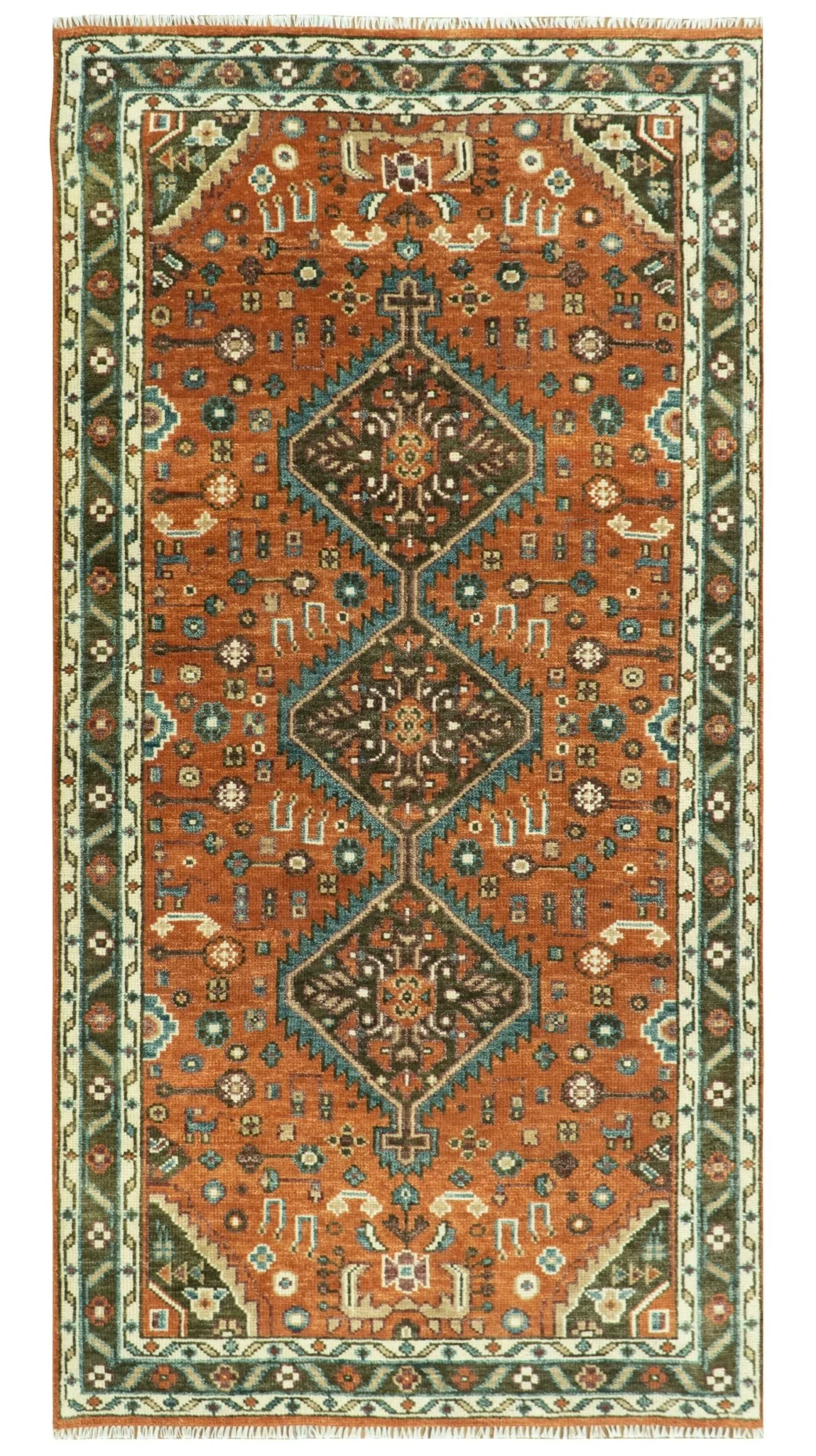 Rust, Ivory and Brown Oriental Traditional Hand knotted Multi Size Area Rug - Image 18