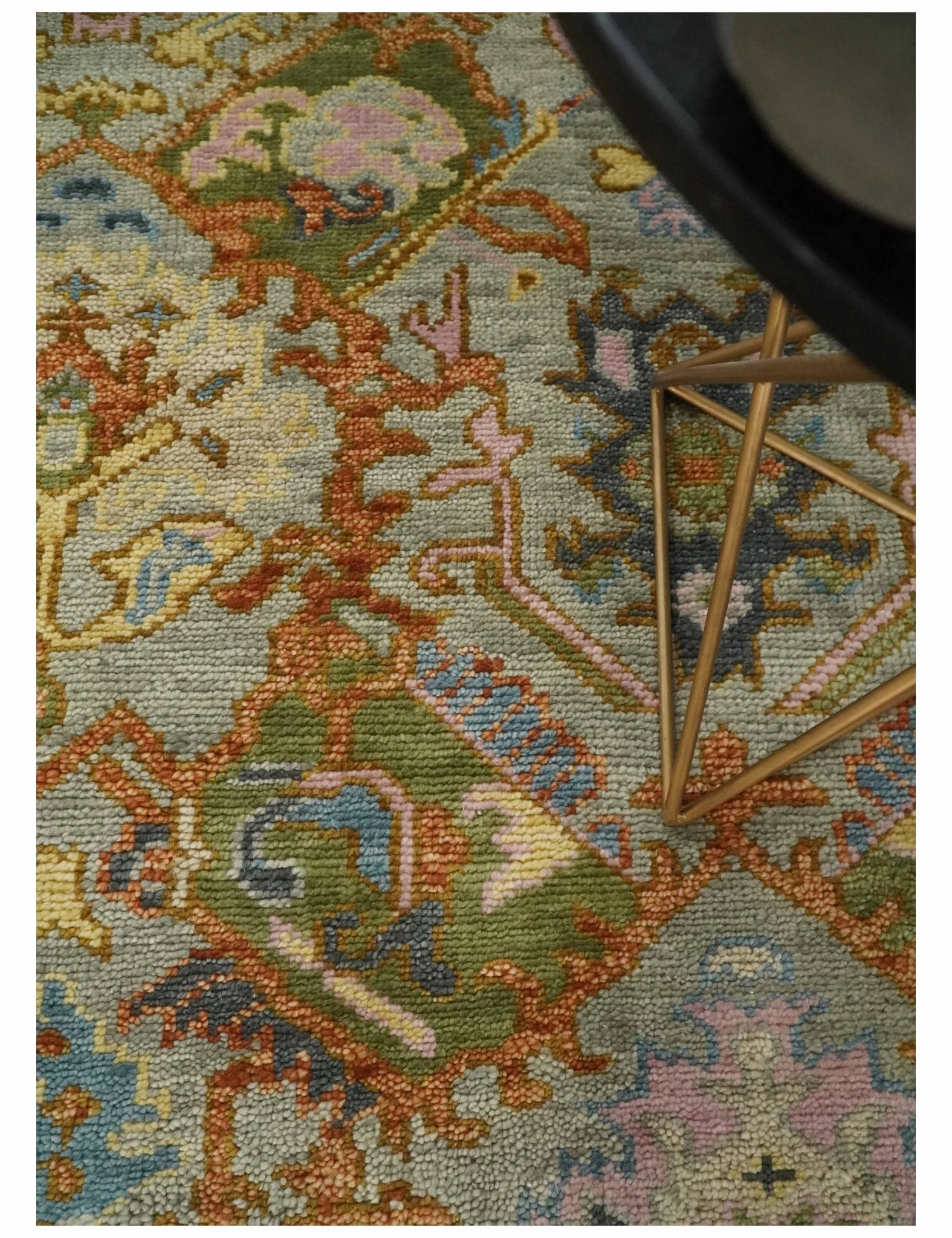 Hand knotted All Wool Silver, Rust and Gray Traditional Antique Moss Oushak Multi Size wool Area Rug - Image 2