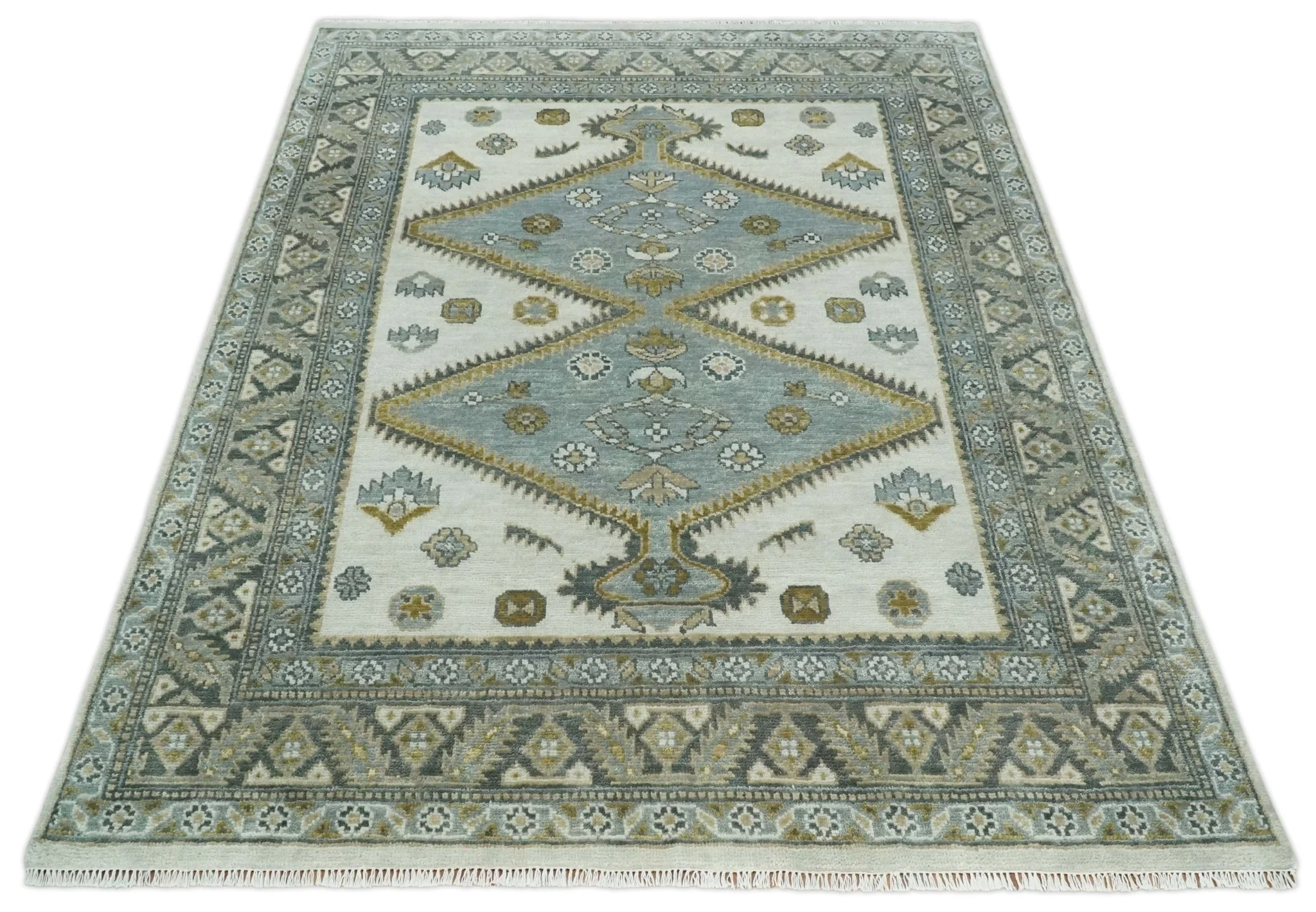 8x10 Ivory, Gray and Camel Oriental Traditional Persian Area Rug | TRDCP966810 - Image 11