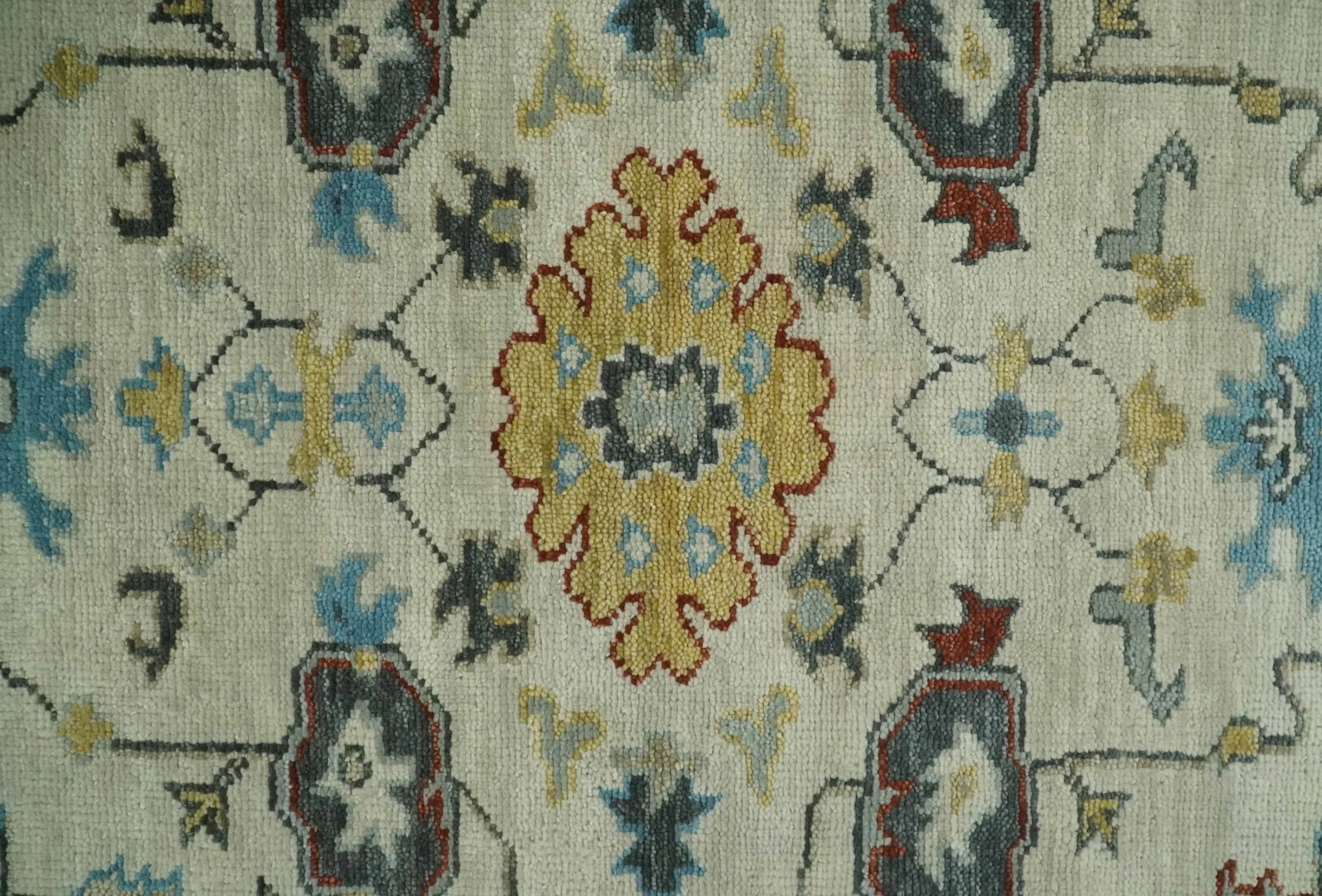 Beige, Gray, and Ivory Traditional Hand Knotted Oriental Oushak Multi Size wool Area Rug - Image 9