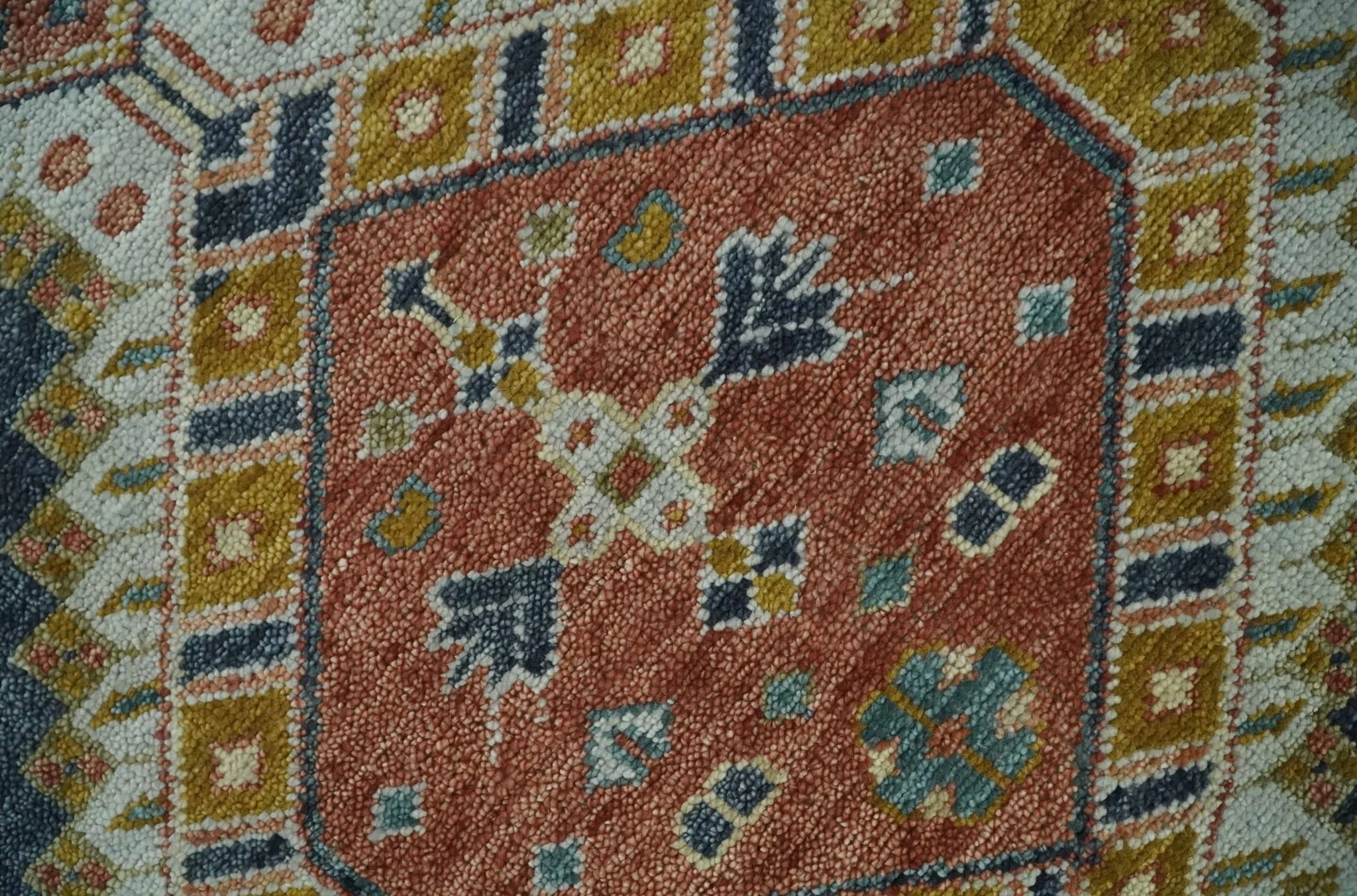 Rust, Gold and Gray Traditional Hand knotted Custom Made wool Area Rug - Image 4
