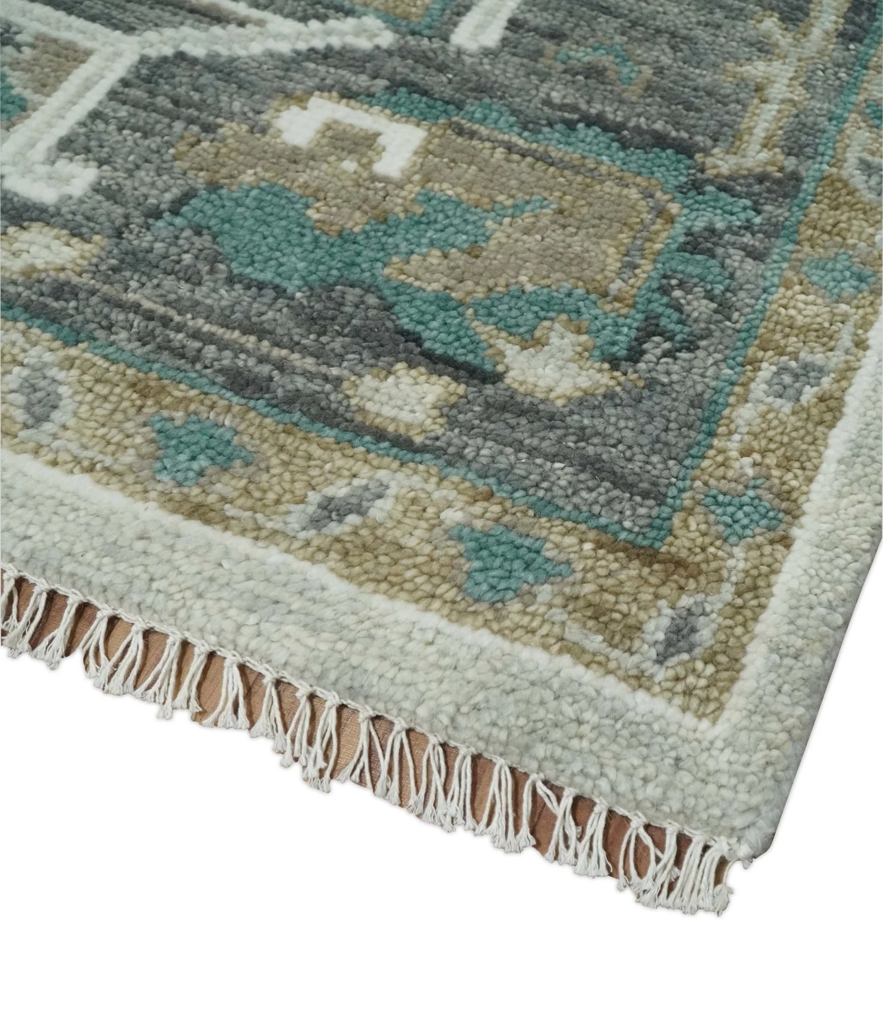 Silver, Gray and Brown Traditional Oriental Oushak Hand Knotted Multi Size wool Area Rug - Image 3