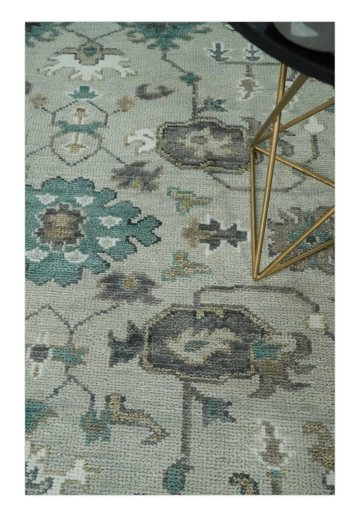 Silver, Gray and Brown Traditional Oriental Oushak Hand Knotted Multi Size wool Area Rug - Image 5