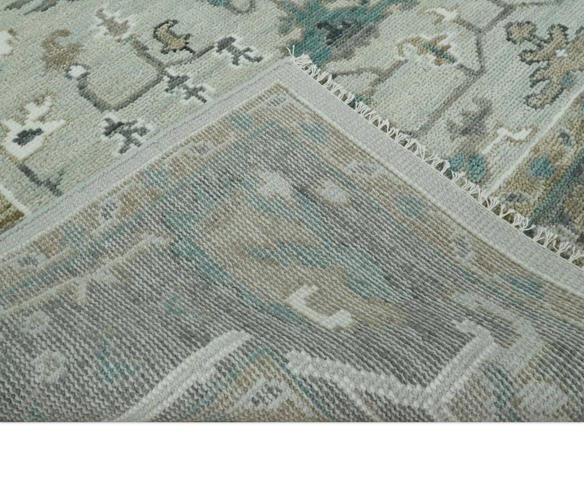 Silver, Gray and Brown Traditional Oriental Oushak Hand Knotted Multi Size wool Area Rug - Image 7