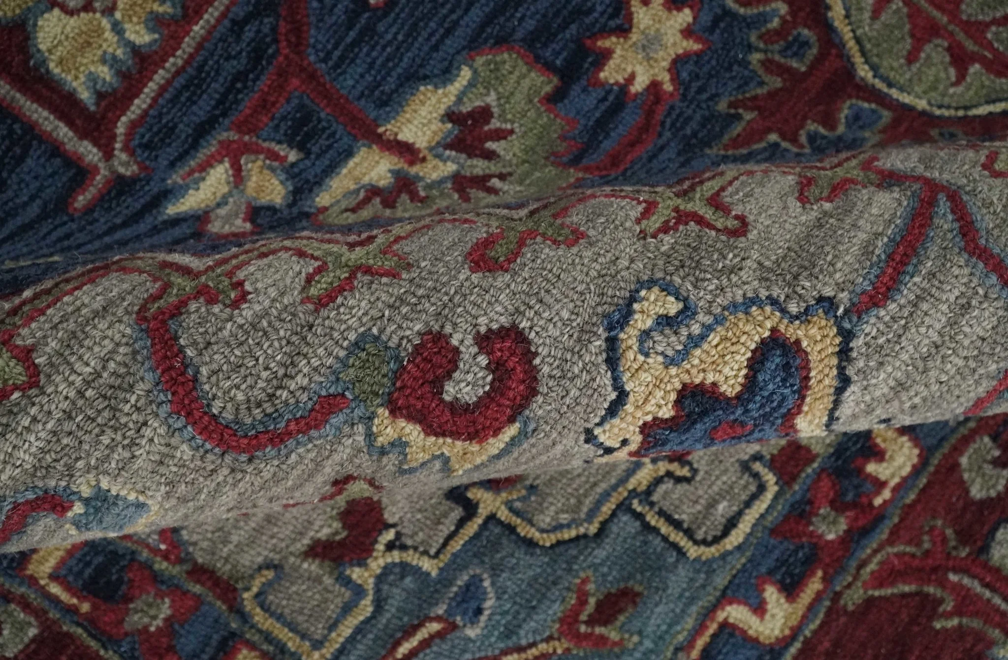 Red and Blue Hand Tufted Traditional Heriz Serapi Medallion Multi Size wool Area Rug - Image 5