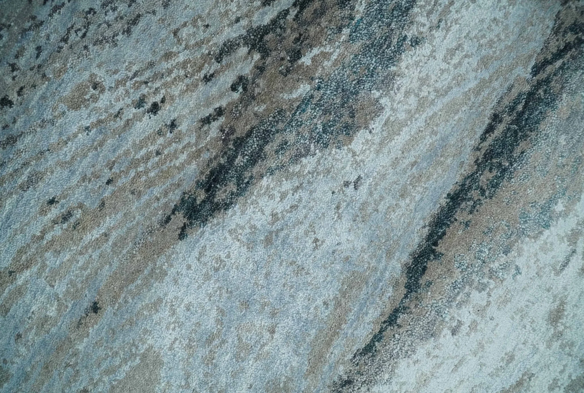 5x8 and 6x9 Aqua, Silver, Charcoal and Brown Modern Abstract Handmade Wool Area Rug - Image 4