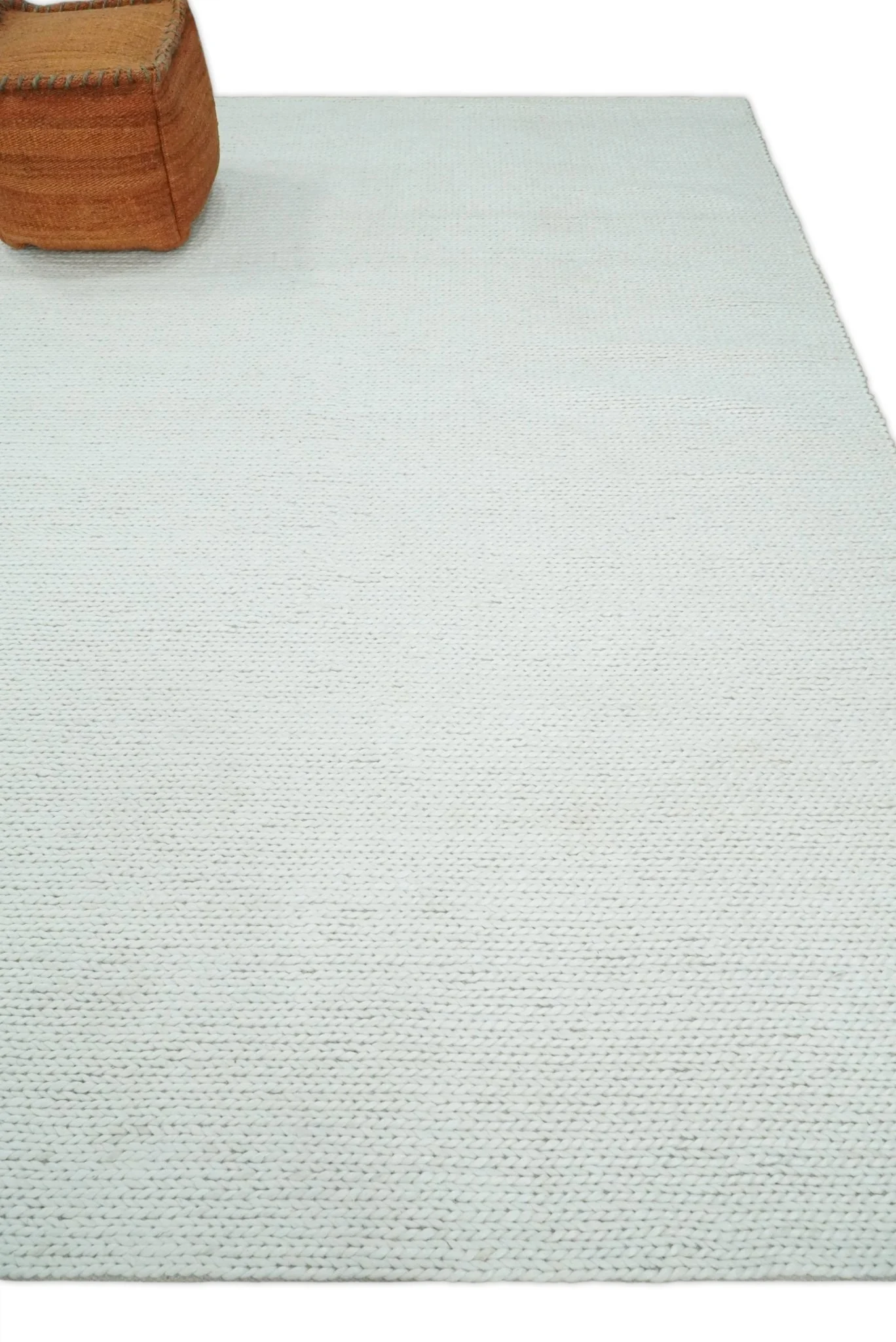 5x8 and 8x10 Braided Wool Solid White Felted Chunky Hand Woven Soft Plush Area Rug | DOV6 - Image 3