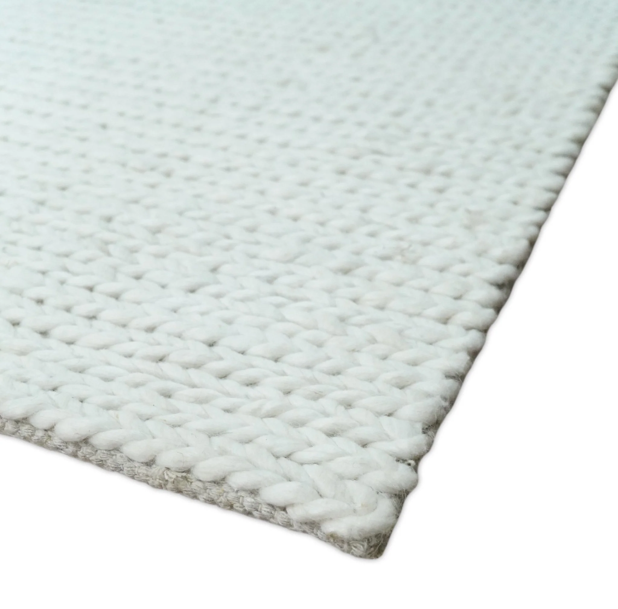 5x8 and 8x10 Braided Wool Solid White Felted Chunky Hand Woven Soft Plush Area Rug | DOV6 - Image 4