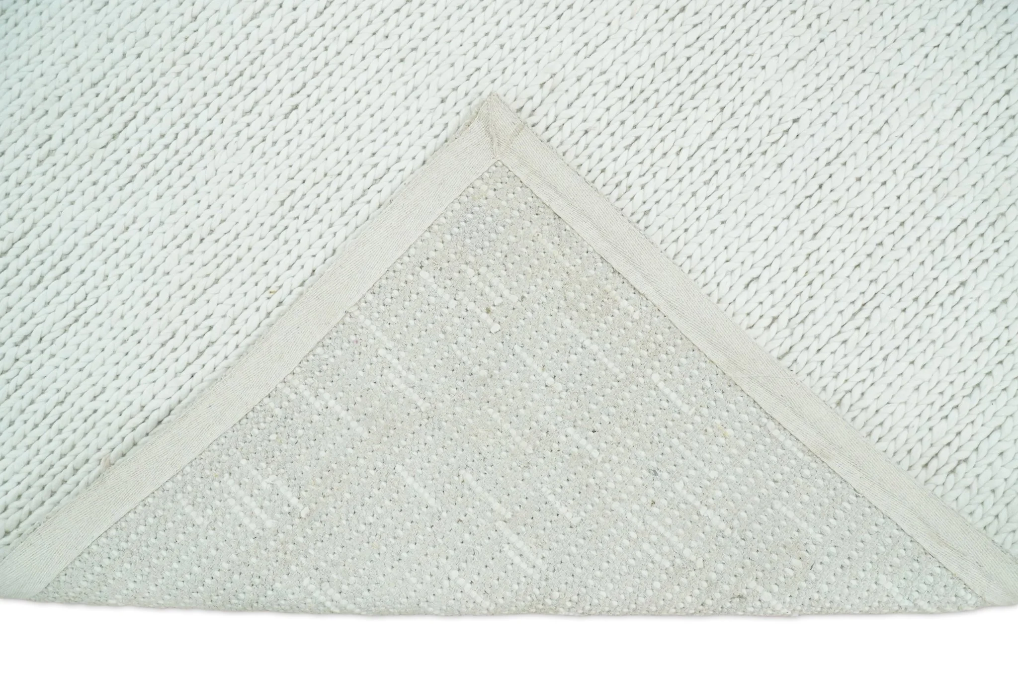 5x8 and 8x10 Braided Wool Solid White Felted Chunky Hand Woven Soft Plush Area Rug | DOV6 - Image 5
