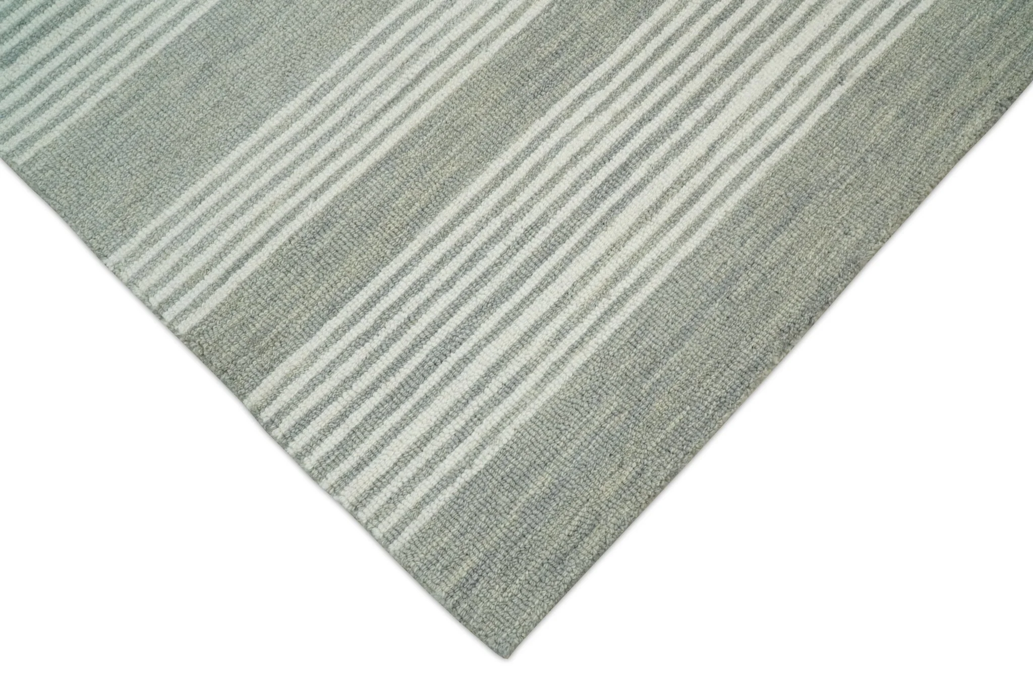 5x8 and 8x10 Hand Made Woolen Modern Grey and Ivory Area Rug | NAU001 - Image 5