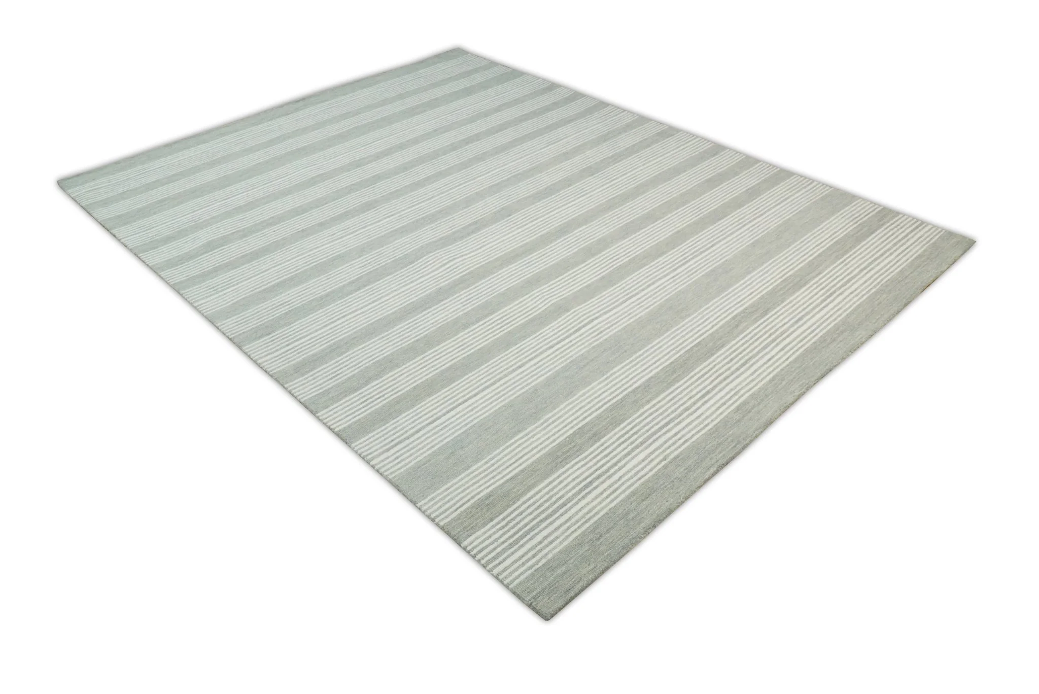 5x8 and 8x10 Hand Made Woolen Modern Grey and Ivory Area Rug | NAU001 - Image 8