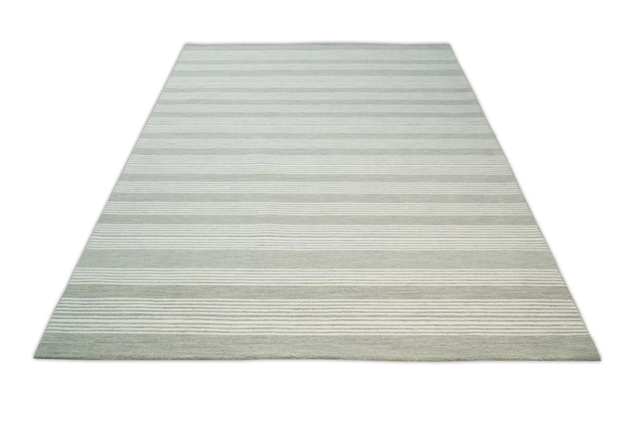 5x8 and 8x10 Hand Made Woolen Modern Grey and Ivory Area Rug | NAU001 - Image 9