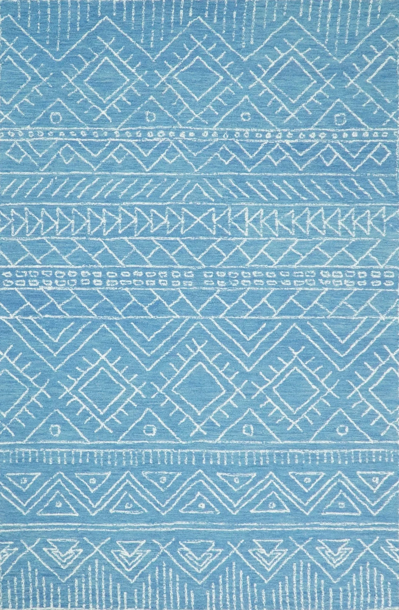 5x8 and 8x10 Hand Made Woolen Tribal Solid Blue Area Rug | AZT002 - Image 3