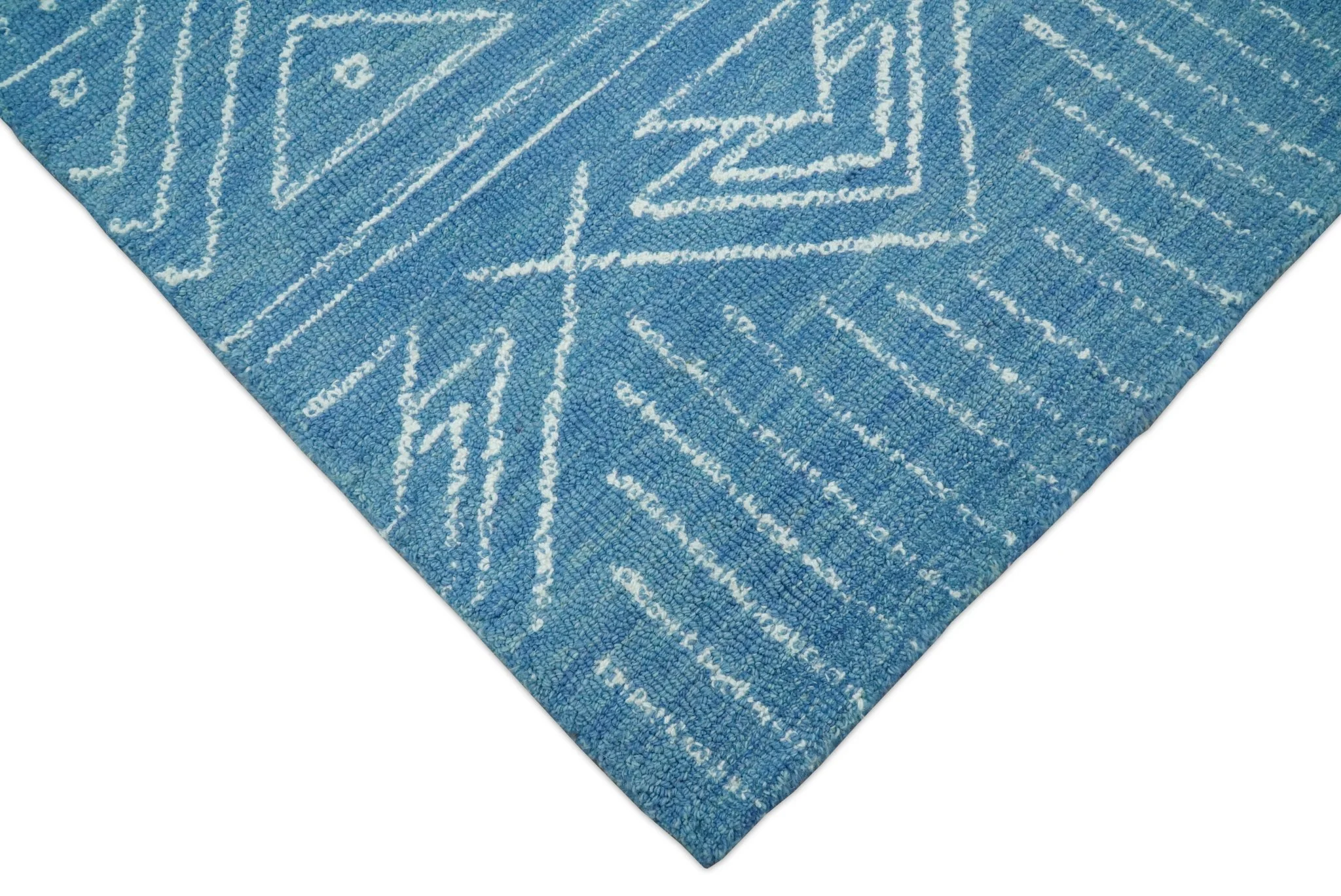 5x8 and 8x10 Hand Made Woolen Tribal Solid Blue Area Rug | AZT002 - Image 5
