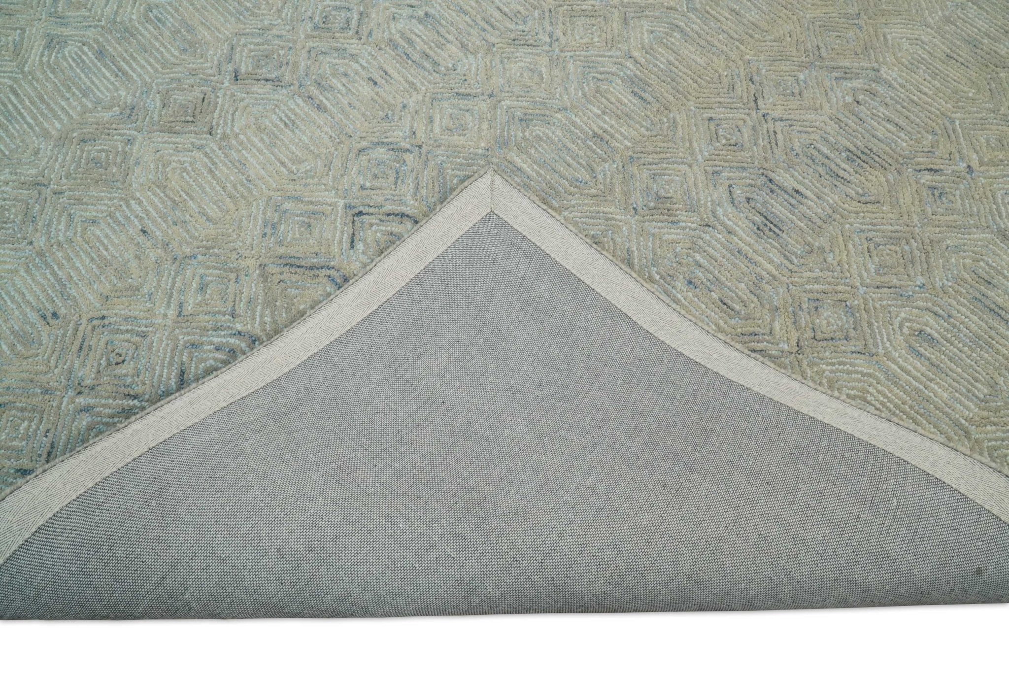 5x8 and 8x10 Hand Made Woolen Modern Camel and Blue Area Rug | EVE004 - Image 10