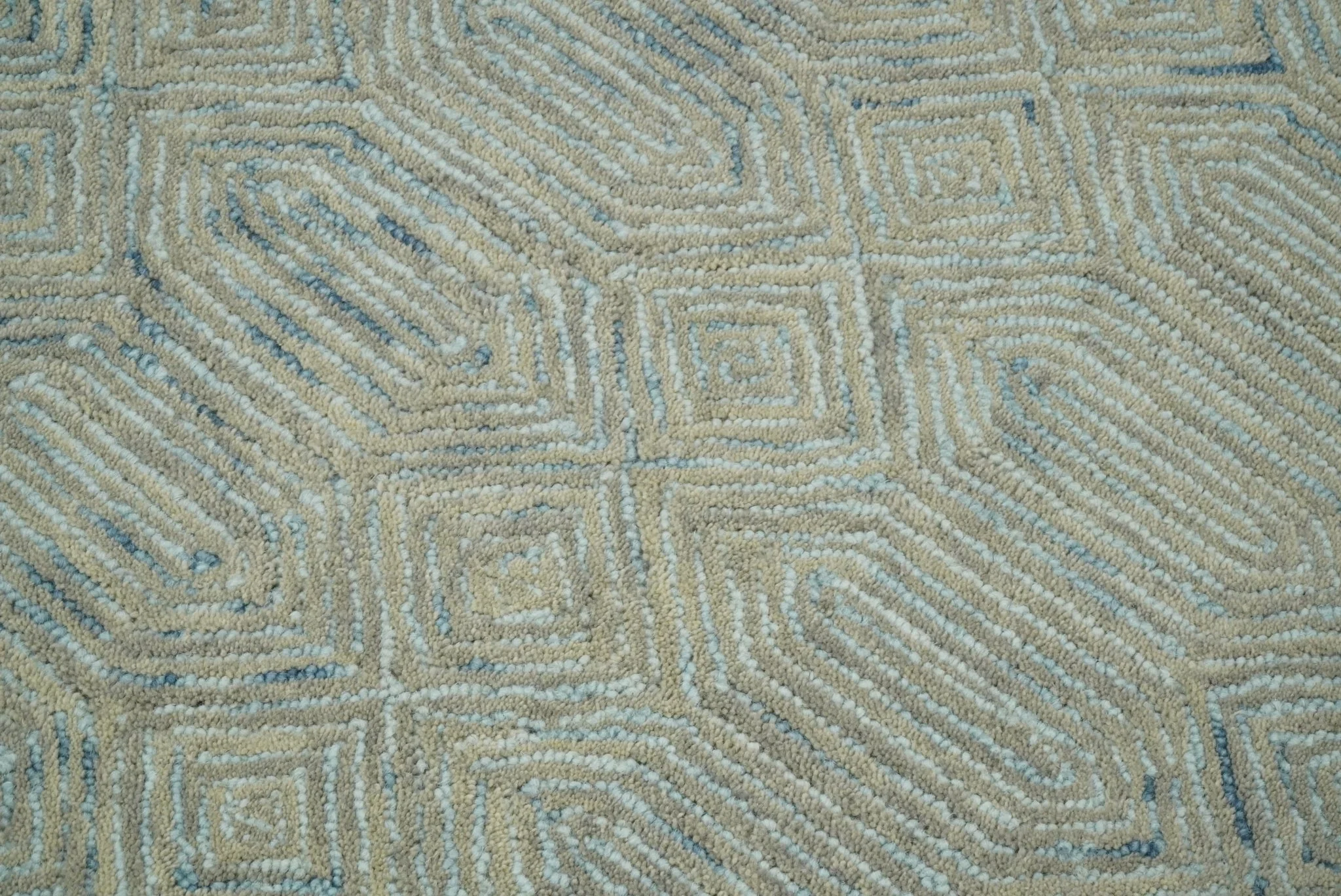 5x8 and 8x10 Hand Made Woolen Modern Camel and Blue Area Rug | EVE004 - Image 3