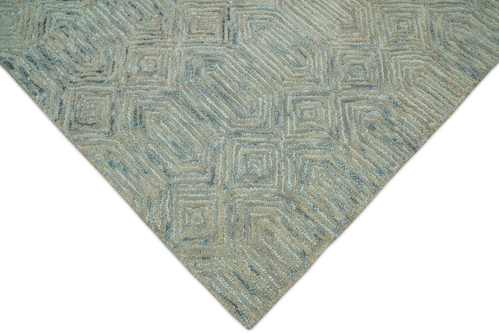 5x8 and 8x10 Hand Made Woolen Modern Camel and Blue Area Rug | EVE004 - Image 5