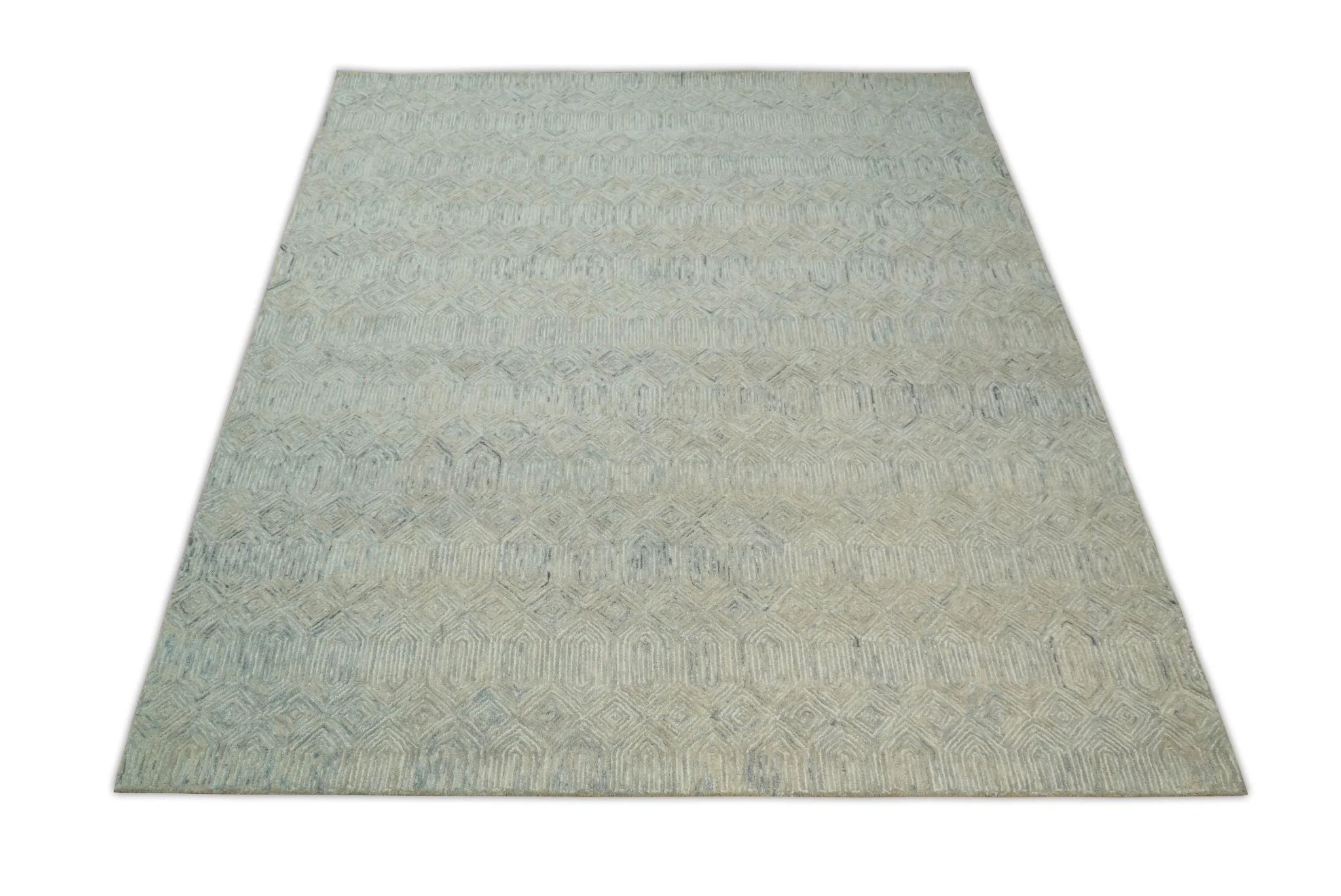 5x8 and 8x10 Hand Made Woolen Modern Camel and Blue Area Rug | EVE004 - Image 7