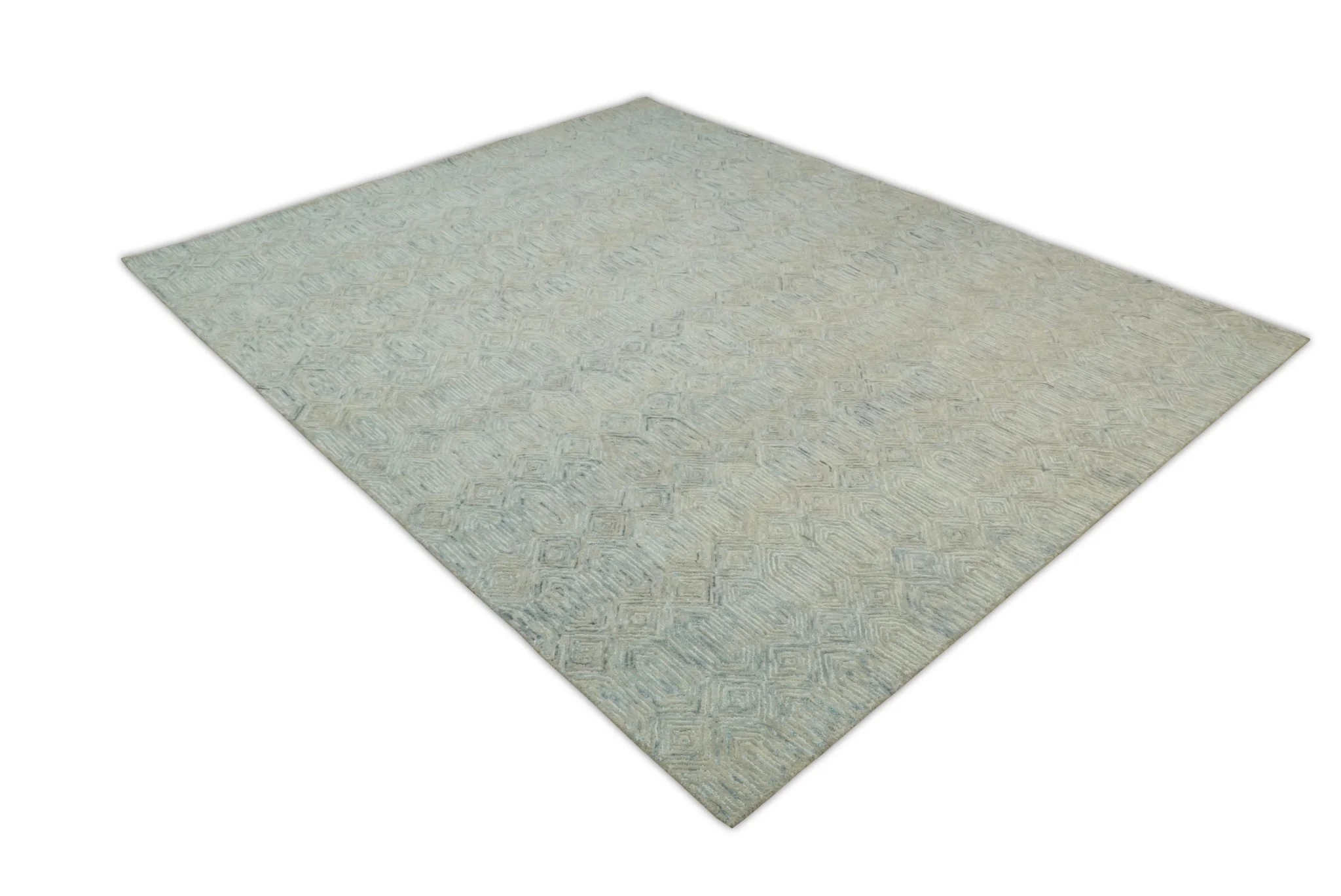 5x8 and 8x10 Hand Made Woolen Modern Camel and Blue Area Rug | EVE004 - Image 8