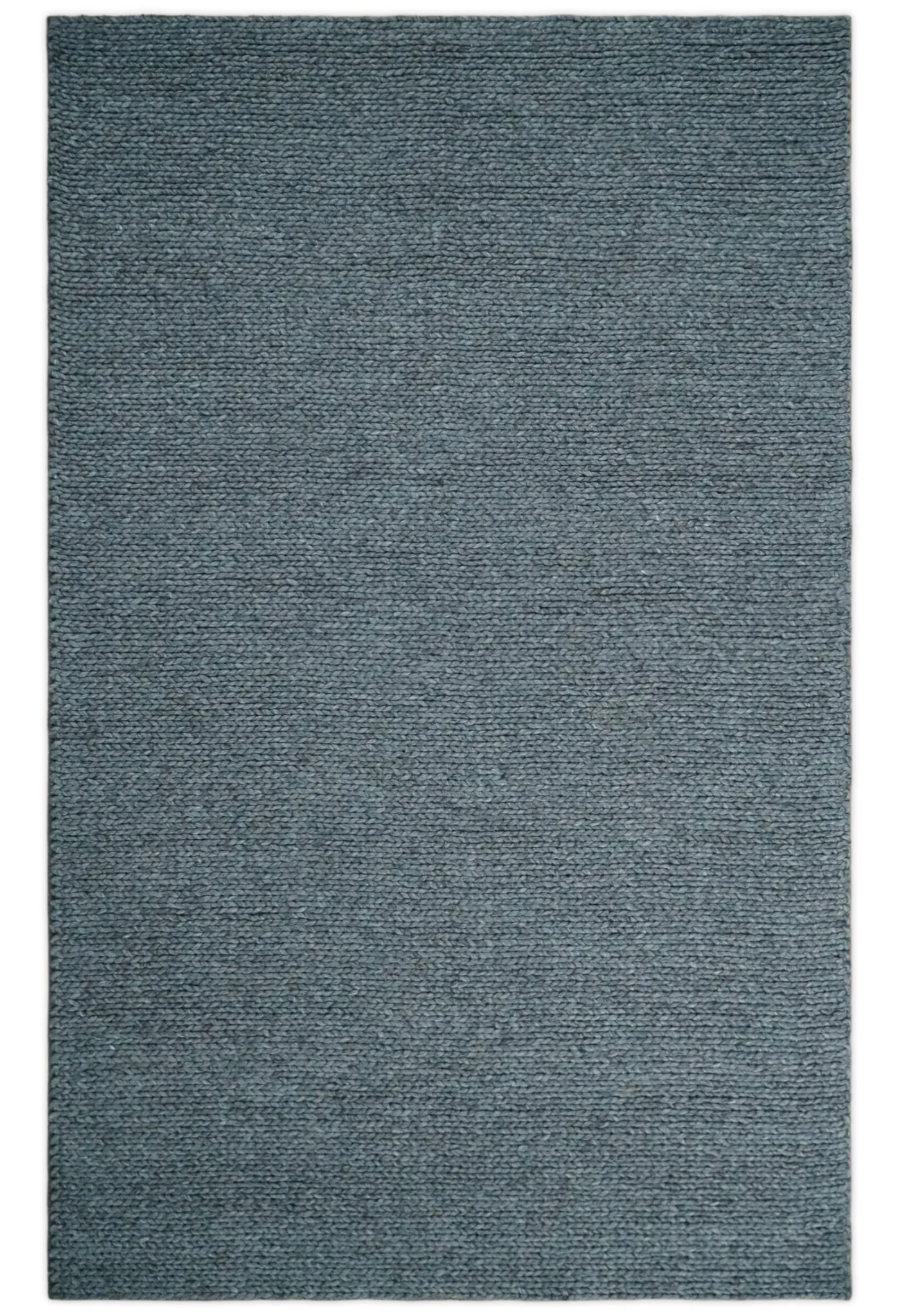 5x8 and 8x10 Braided Wool Solid Gray Felted Chunky Hand Woven Soft Plush Area Rug | DOV7 - Image 10