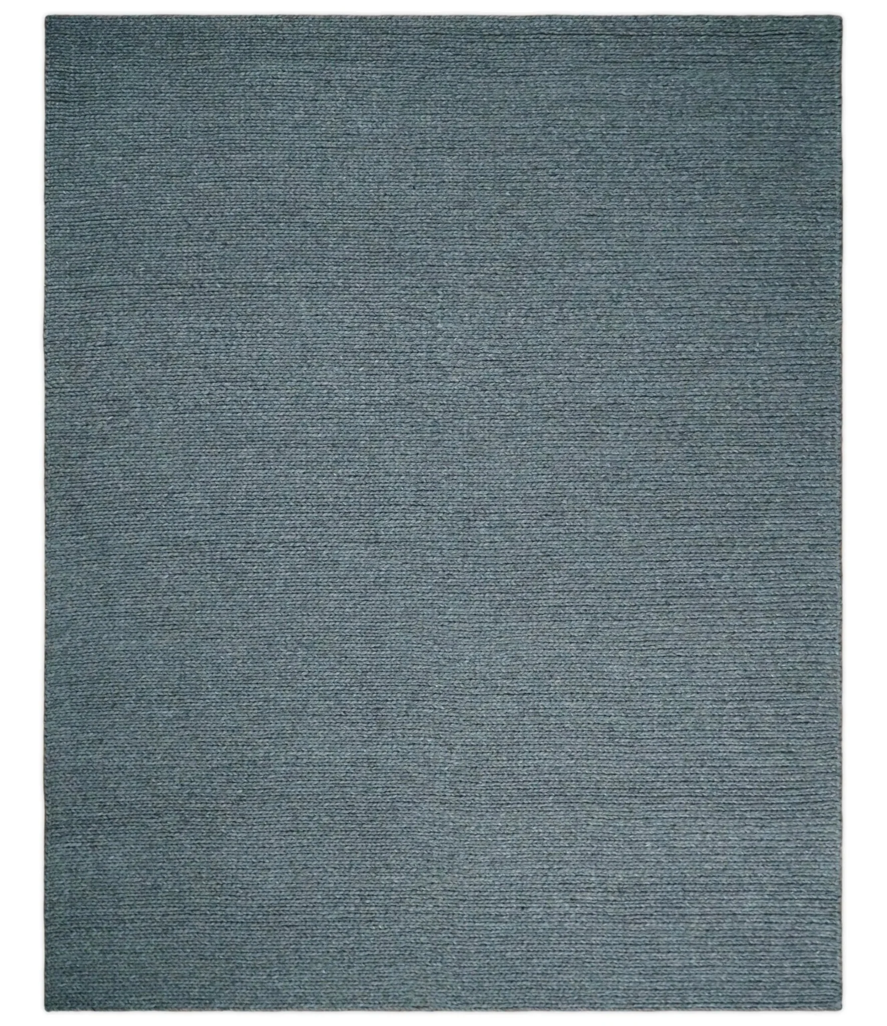 5x8 and 8x10 Braided Wool Solid Gray Felted Chunky Hand Woven Soft Plush Area Rug | DOV7 - Image 2