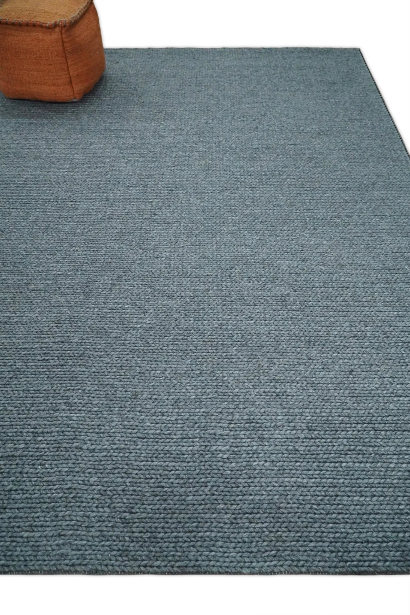 5x8 and 8x10 Braided Wool Solid Gray Felted Chunky Hand Woven Soft Plush Area Rug | DOV7 - Image 3