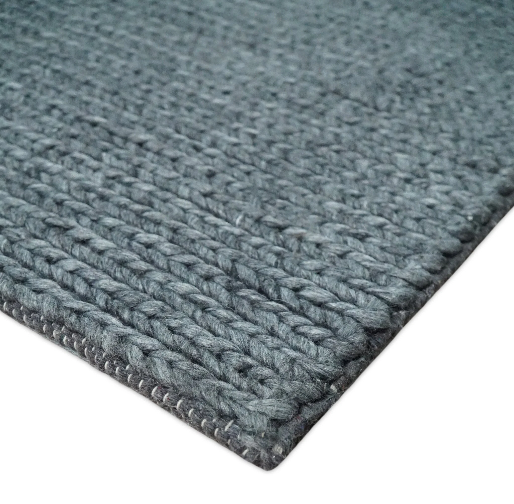 5x8 and 8x10 Braided Wool Solid Gray Felted Chunky Hand Woven Soft Plush Area Rug | DOV7 - Image 4
